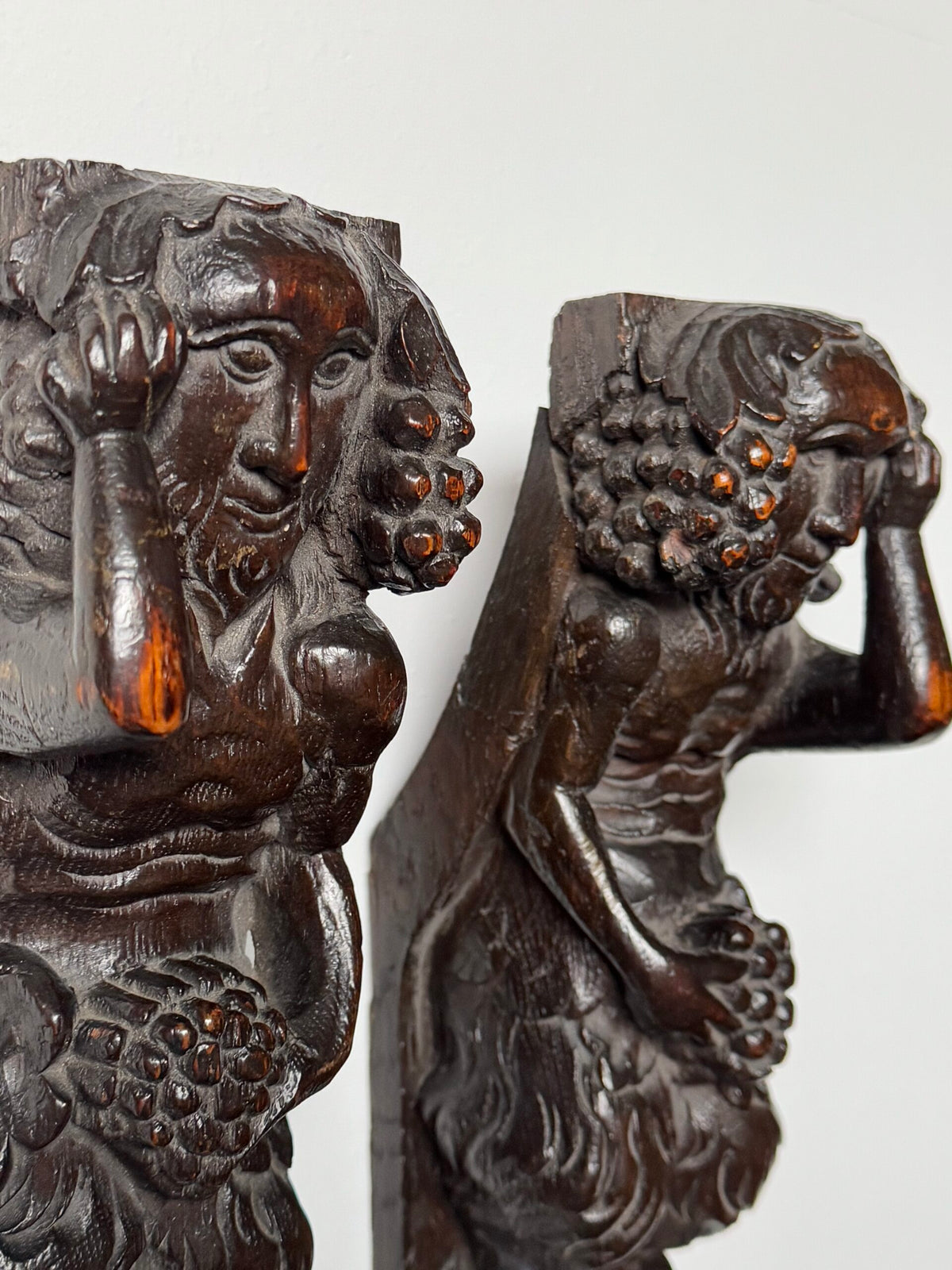 Pair of Hand Carved Wooden Satyrs, 17th or 18th Century, photo 5
