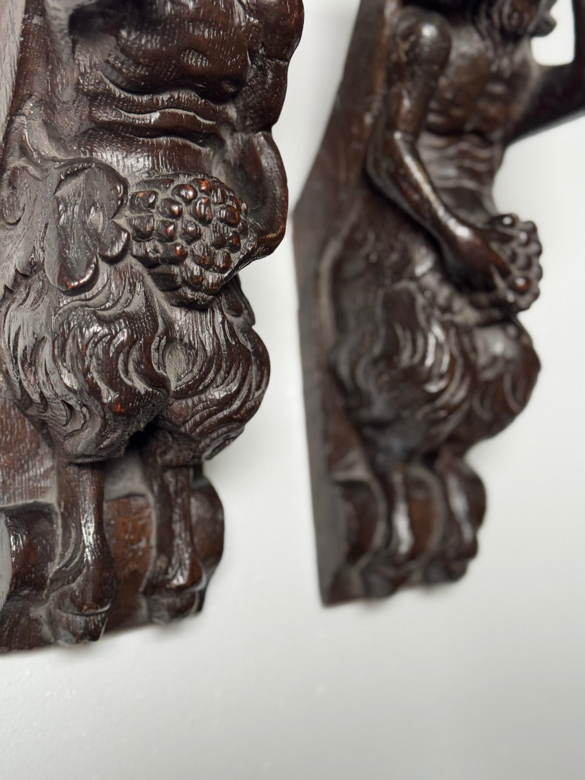 Pair of Hand Carved Wooden Satyrs, 17th or 18th Century, photo 2