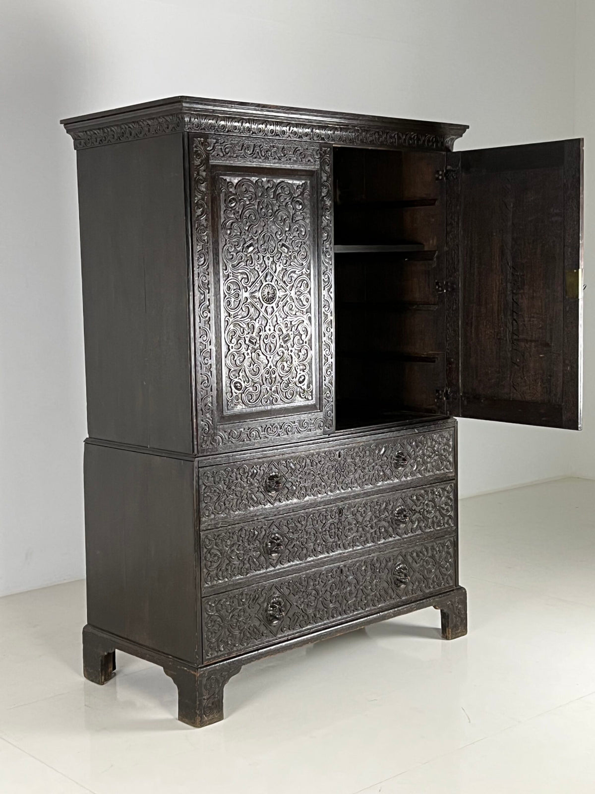 Victorian Oak Cabinet with Hand Carved Panels, c. 1860, photo 12