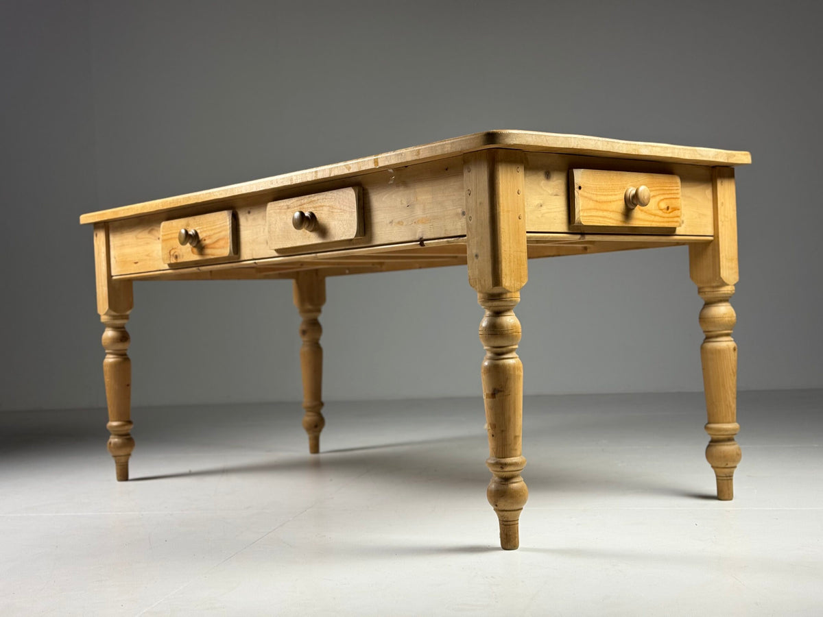 Rustic Solid Pine Dining Table with Six Drawers, 190 cm, photo 9