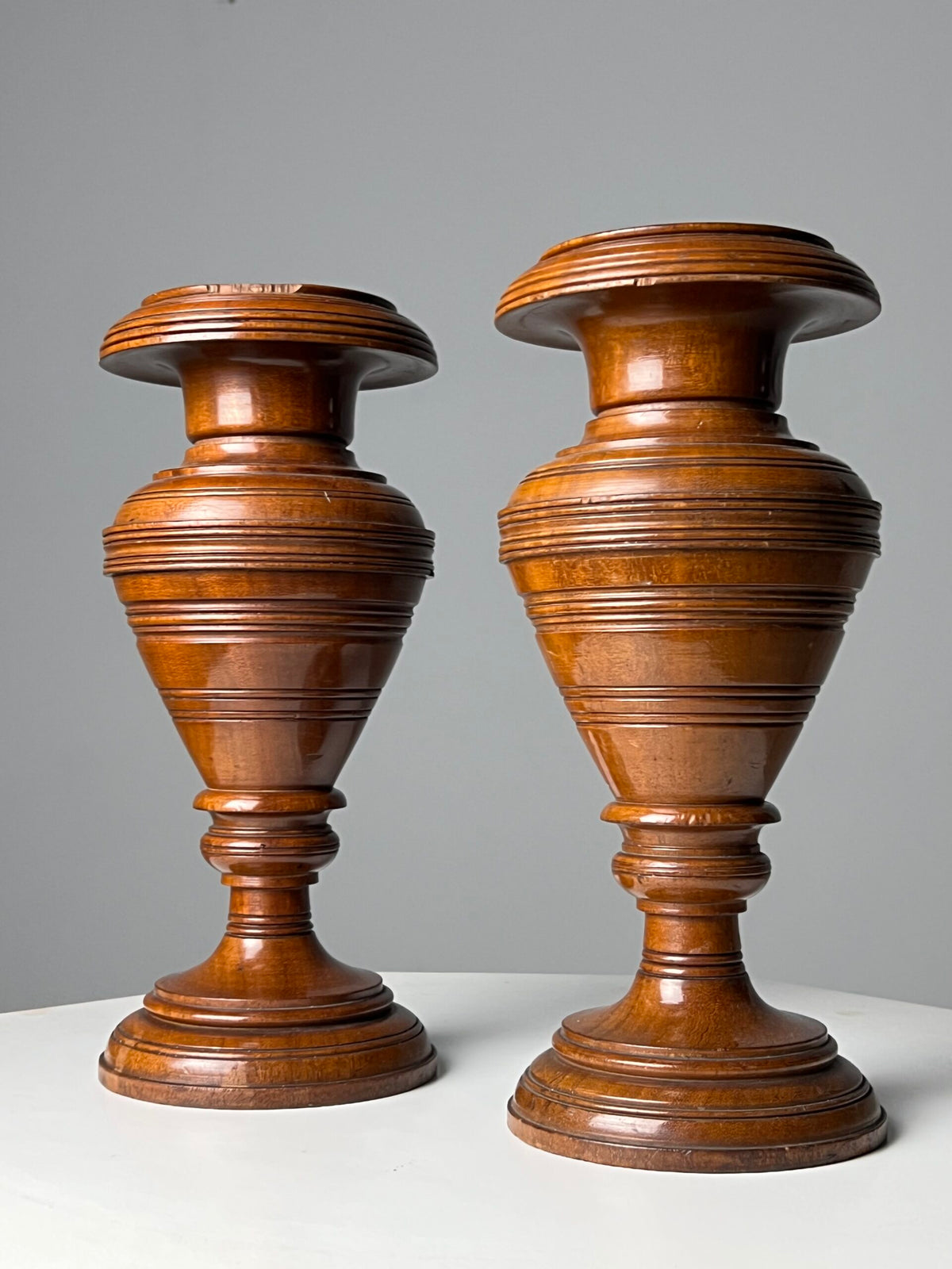 Pair of Solid Mahogany Candlesticks or Vases, France c. 1900, photo 2