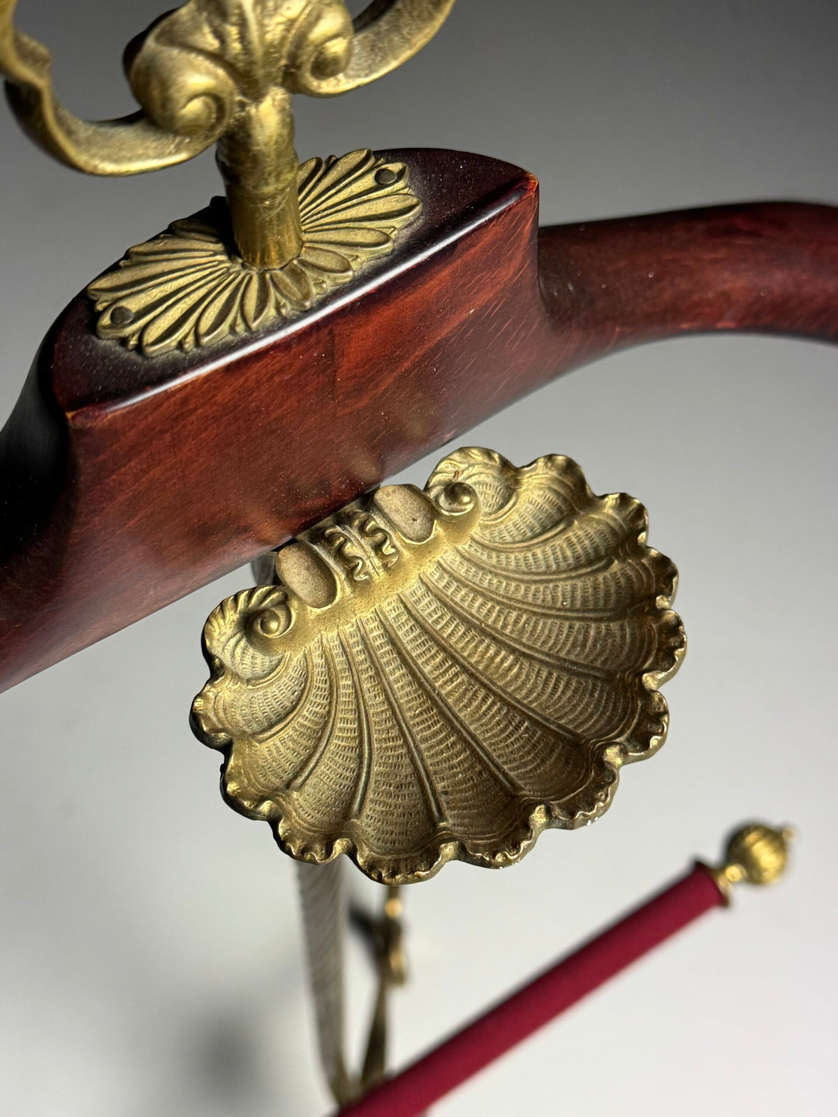 French Brass and Mahogany Clothes Valet on Wheels, Mid 20th Century, photo 3
