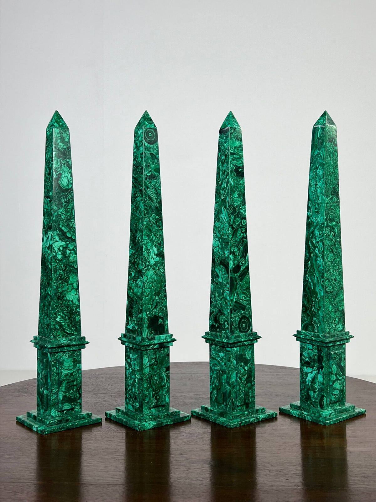 Set of Four Malachite Veneer Obelisks, Late 20th Century, photo 11