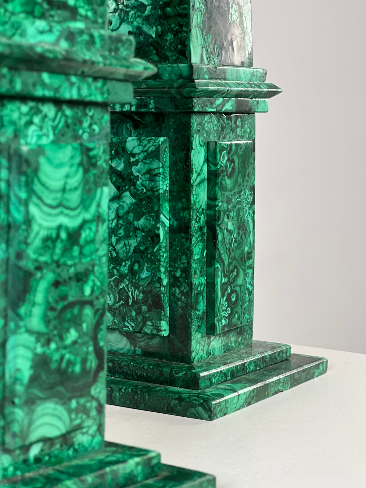 Set of Four Malachite Veneer Obelisks, Late 20th Century, photo 6