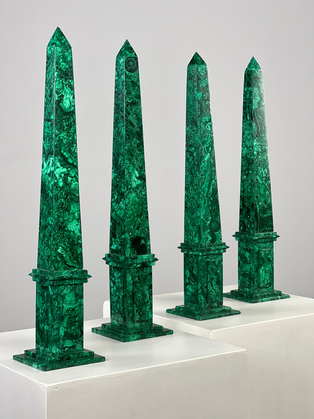 Set of Four Malachite Veneer Obelisks, Late 20th Century, photo 4