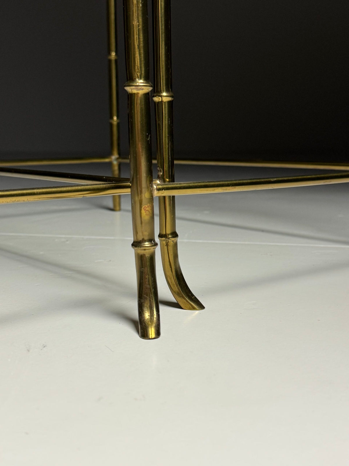 Set of Three Gold Coloured Faux Bamboo Nesting Tables, Mid 20th Century, photo 7