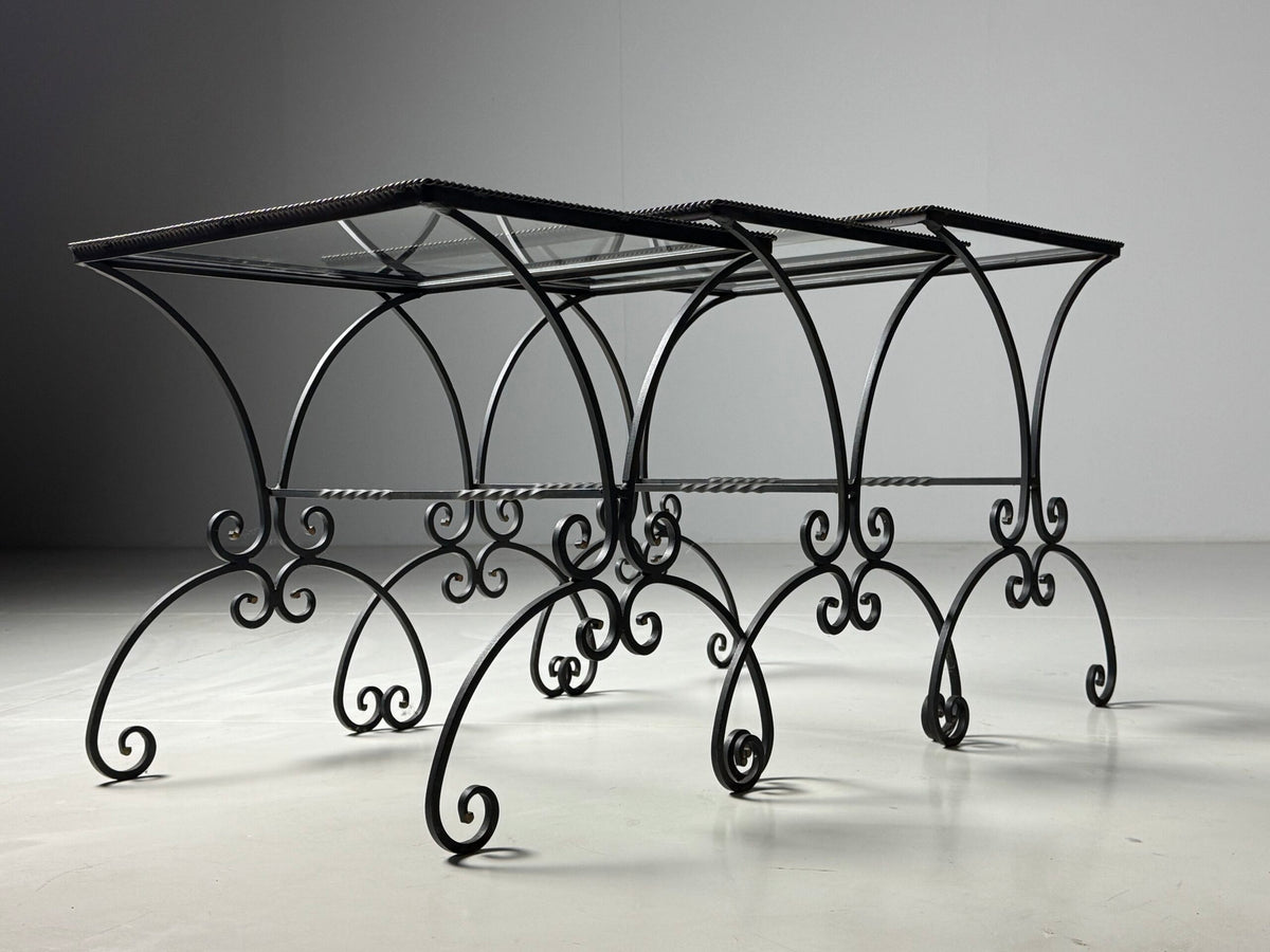 Set of Three Large Wrought Iron Nesting Tables, 20th Century, photo 20