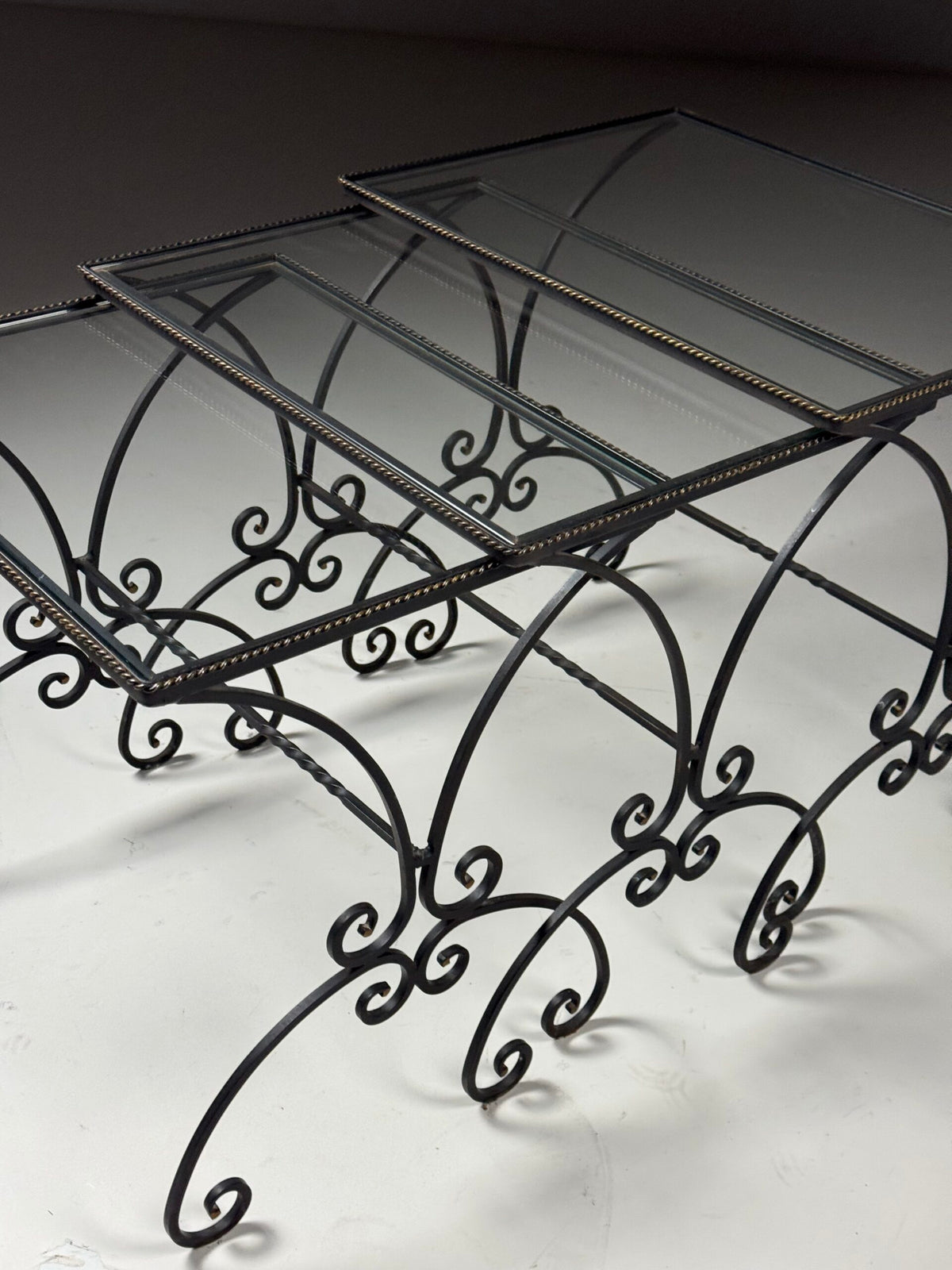 Set of Three Large Wrought Iron Nesting Tables, 20th Century, photo 16