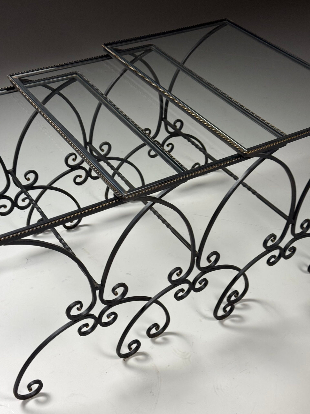 Set of Three Large Wrought Iron Nesting Tables, 20th Century, photo 15