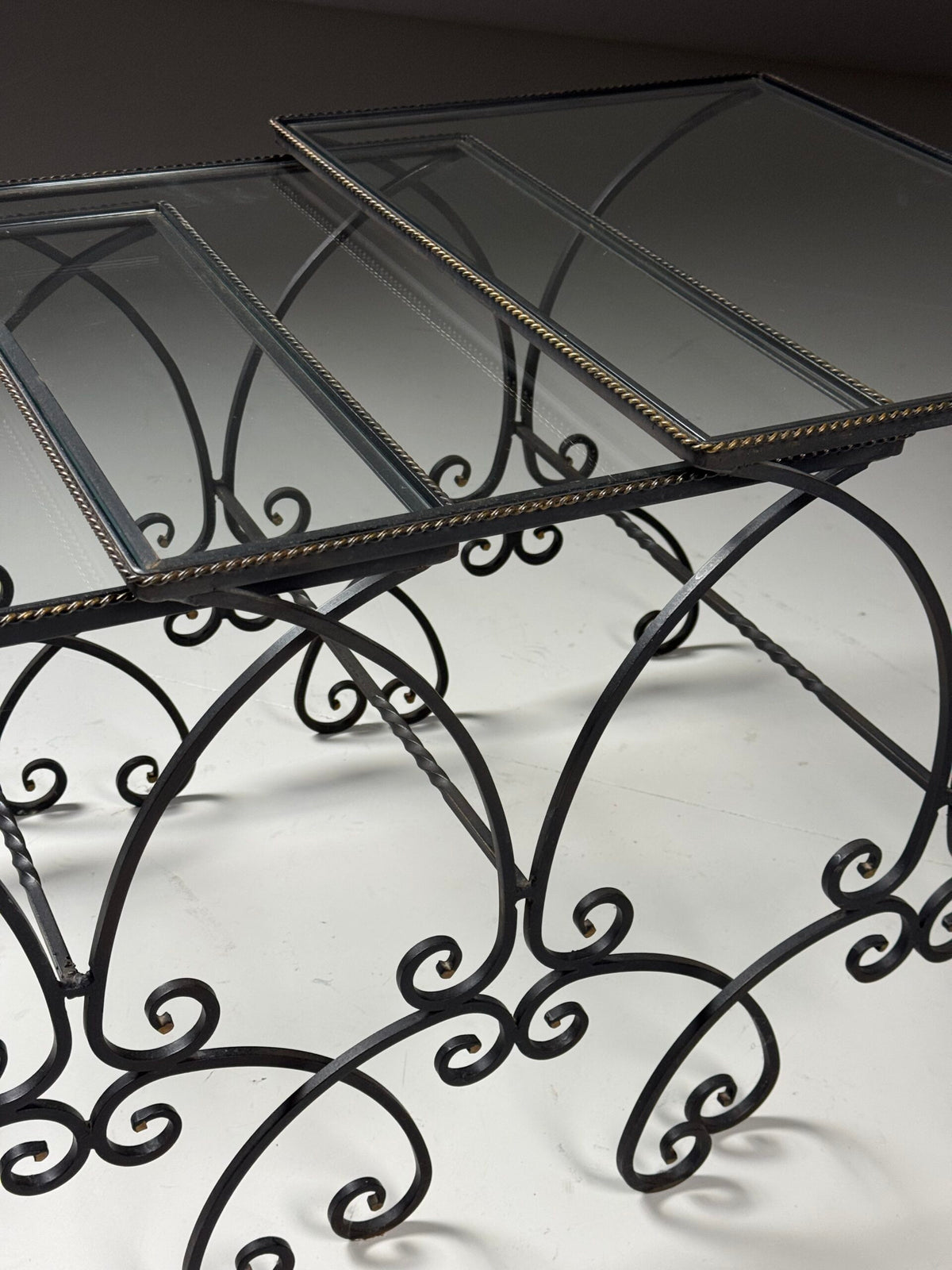 Set of Three Large Wrought Iron Nesting Tables, 20th Century, photo 14