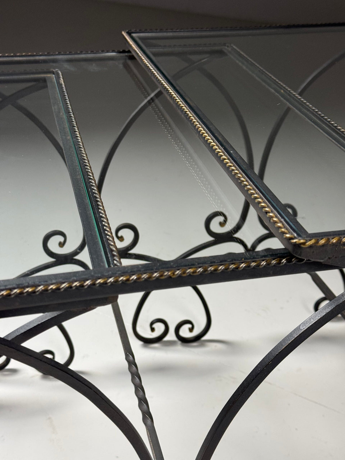 Set of Three Large Wrought Iron Nesting Tables, 20th Century, photo 12