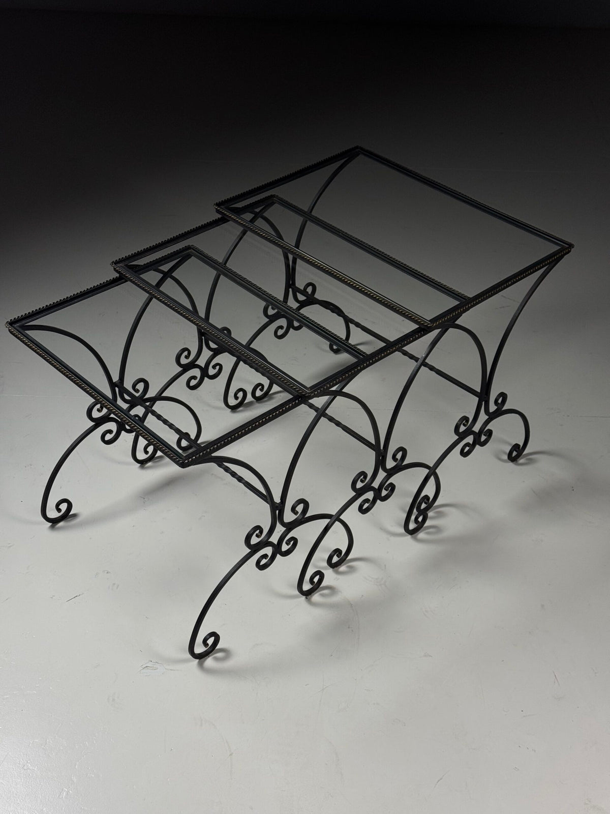 Set of Three Large Wrought Iron Nesting Tables, 20th Century, photo 9