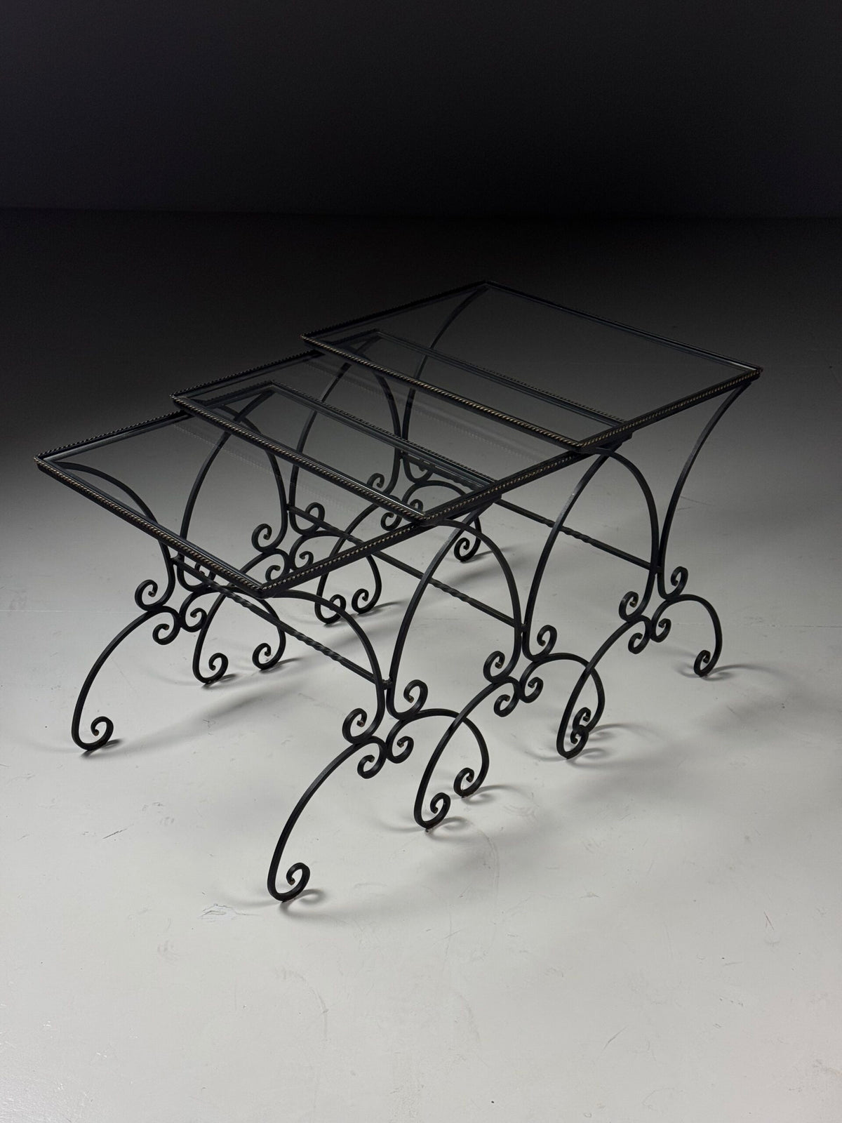 Set of Three Large Wrought Iron Nesting Tables, 20th Century, photo 8