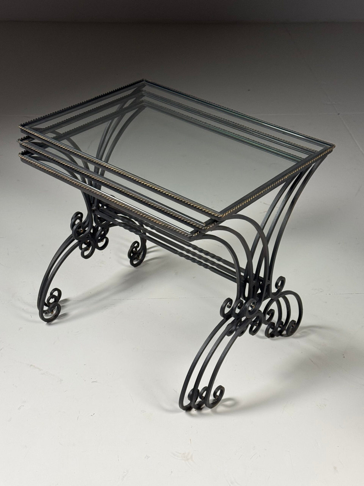 Set of Three Large Wrought Iron Nesting Tables, 20th Century, photo 7