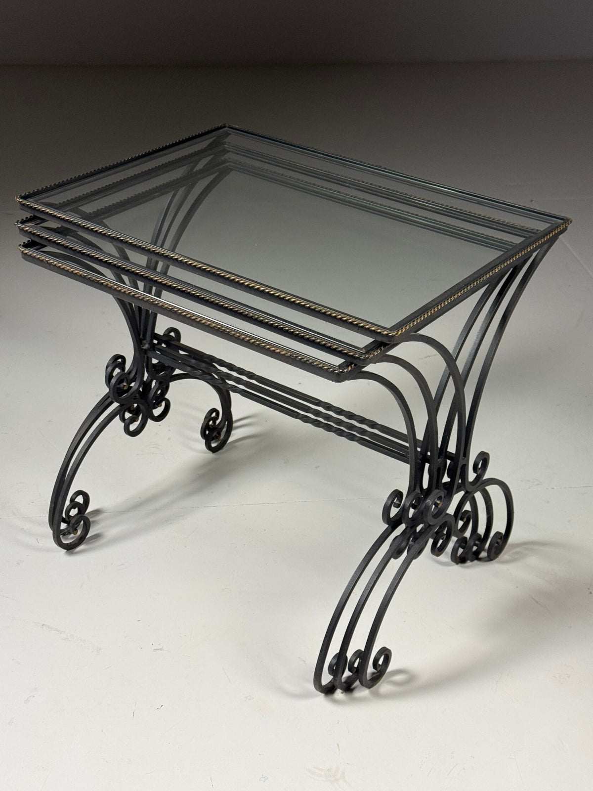 Set of Three Large Wrought Iron Nesting Tables, 20th Century, photo 2