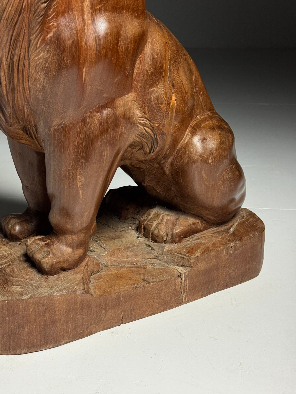 Large Carved Wooden Seated Lion, South East Asia, Late 20th Century, photo 9