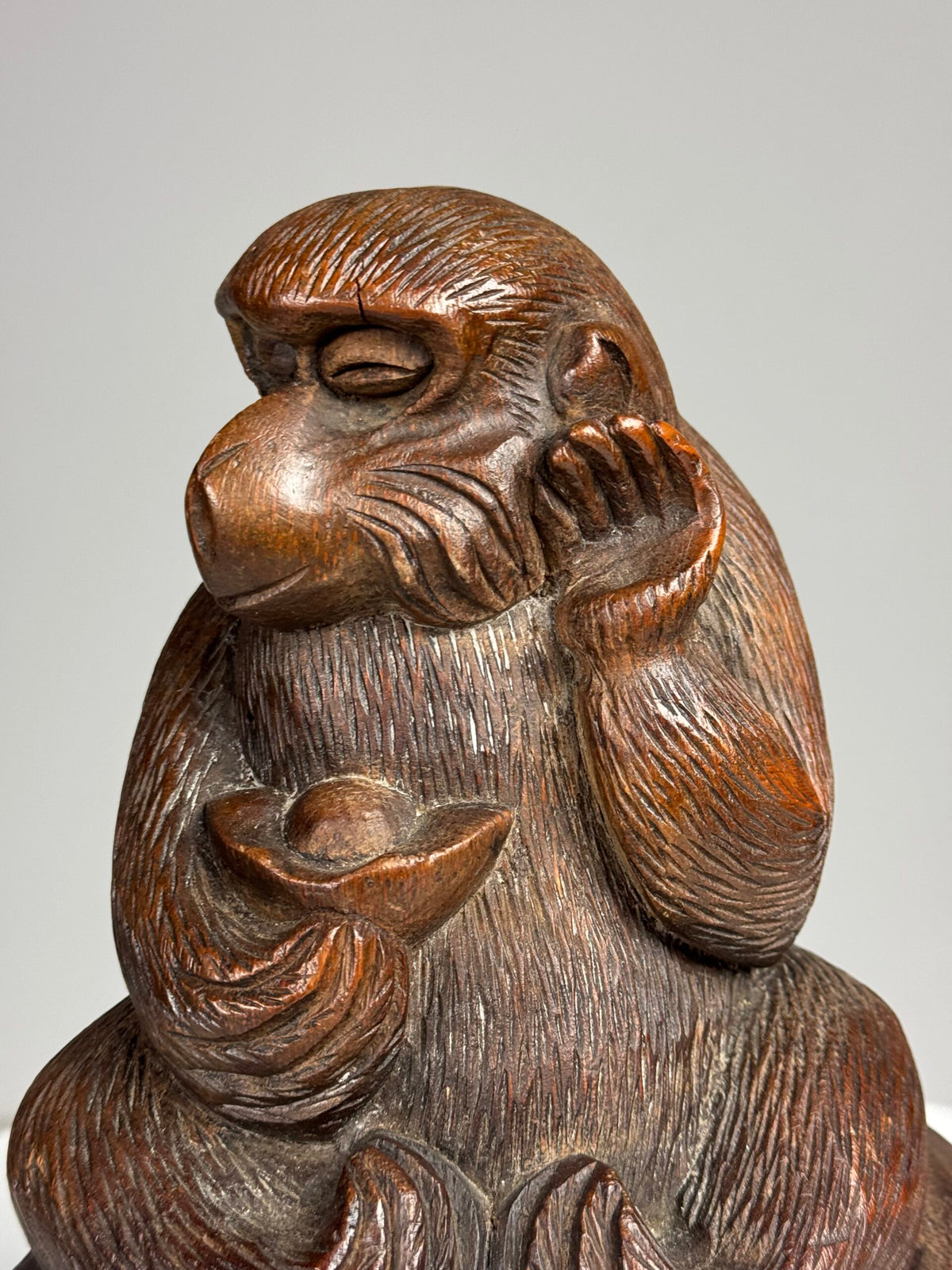 Hand Carved Wooden Monkey Sculpture, 20th Century, photo 11