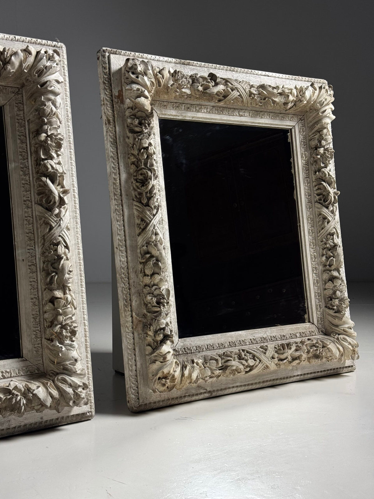 Set of Three White French Mirrors, Early to Mid 20th Century, photo 10