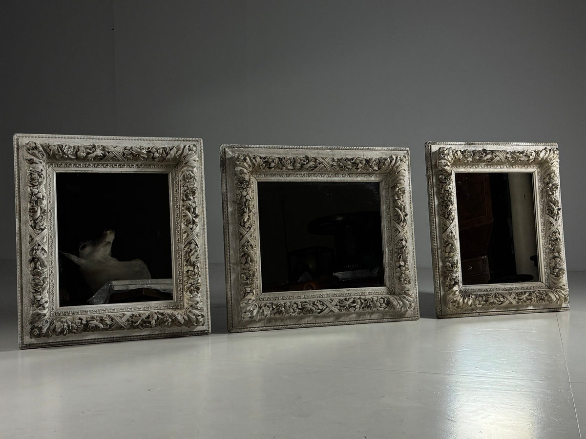 Set of Three White French Mirrors, Early to Mid 20th Century, photo 9