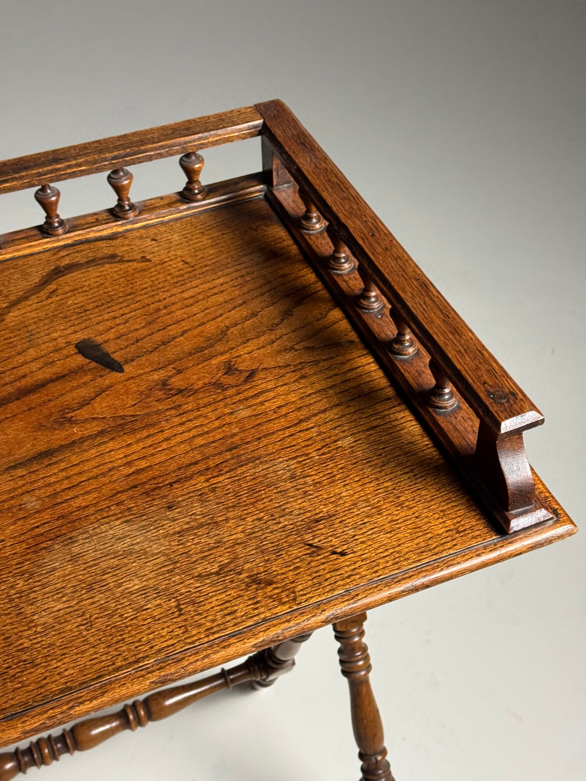 Solid Oak Etagere Tray Table, Early 20th Century, photo 10