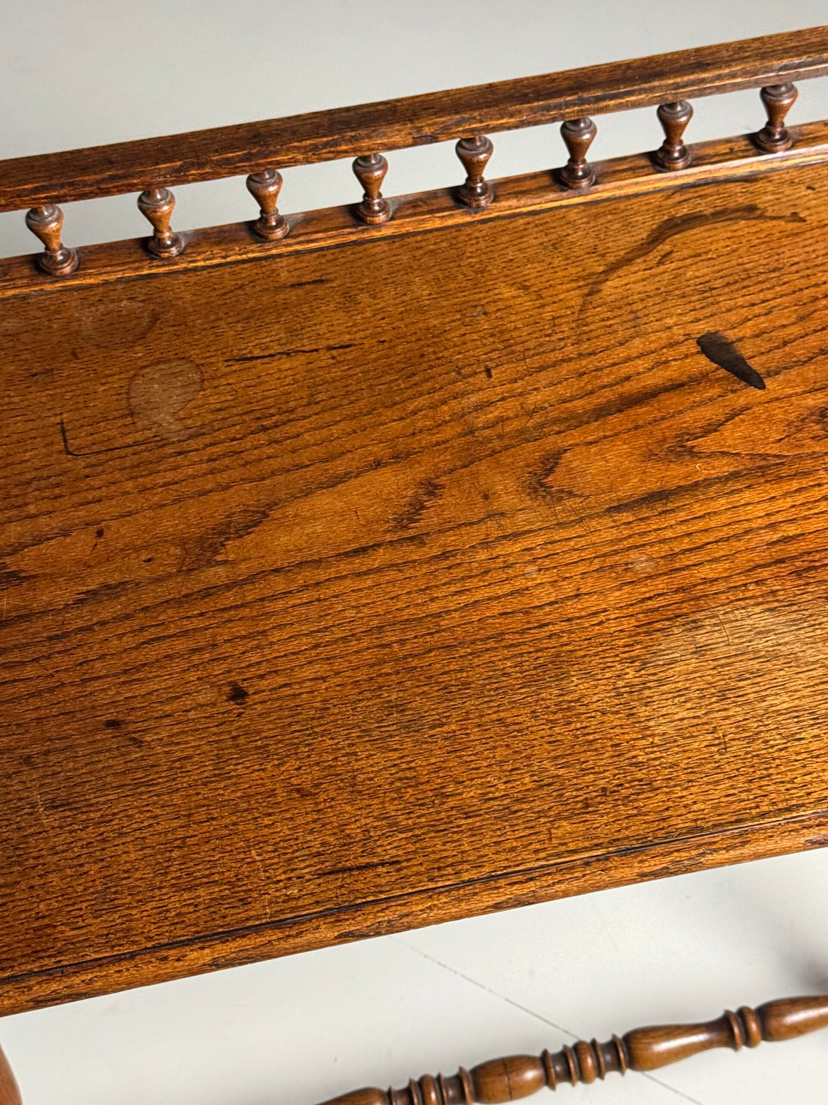 Solid Oak Etagere Tray Table, Early 20th Century, photo 8