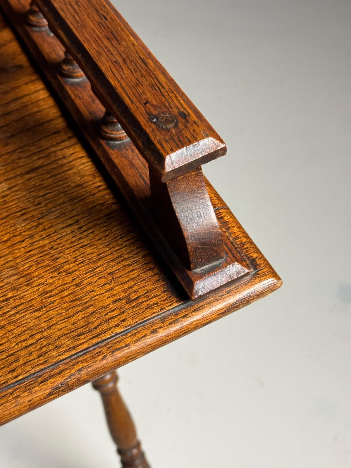 Solid Oak Etagere Tray Table, Early 20th Century, photo 9