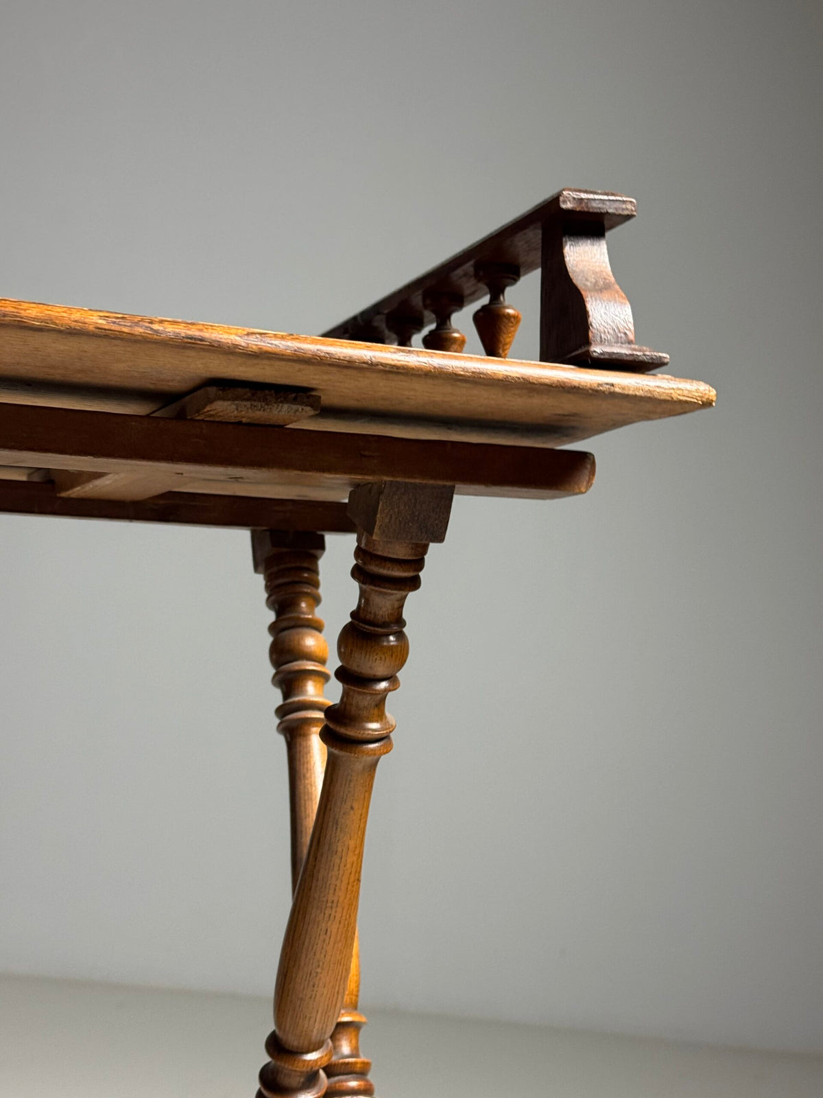 Solid Oak Etagere Tray Table, Early 20th Century, photo 5
