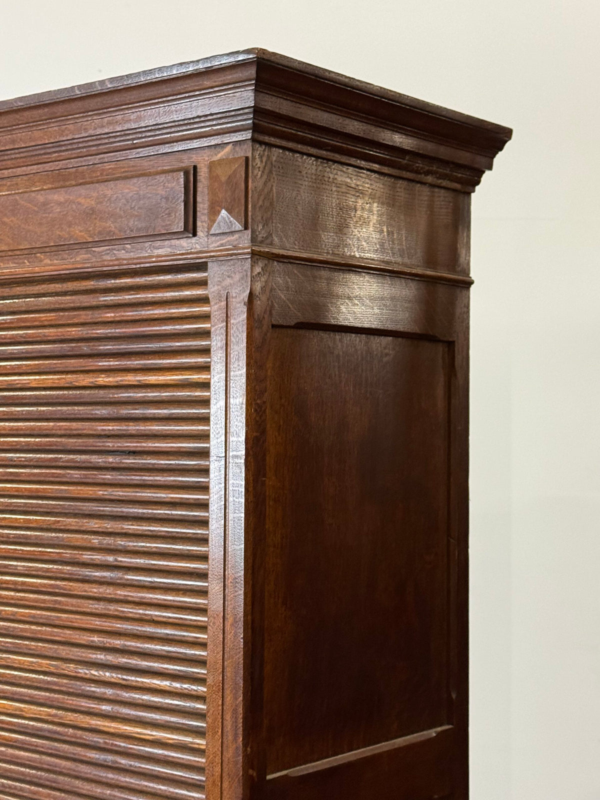 Pair of Belgian Oak Roll-Front Filing Cabinets, c. 1900 to 1920, photo 14