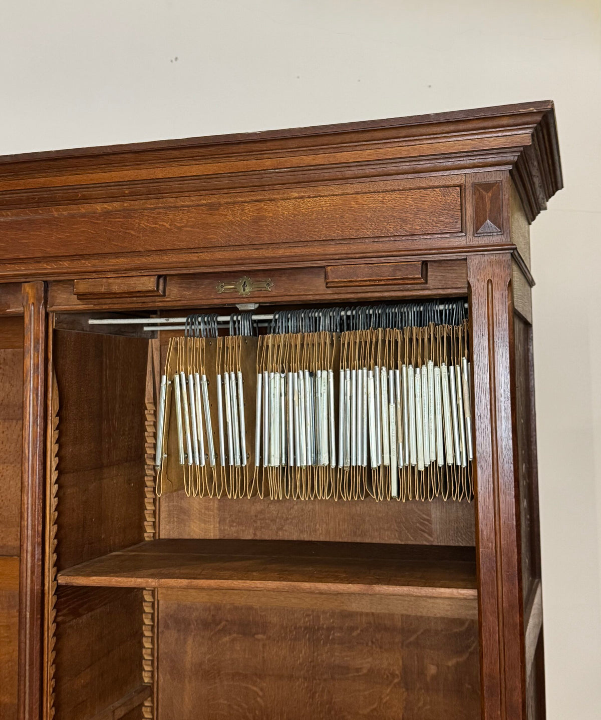 Pair of Belgian Oak Roll-Front Filing Cabinets, c. 1900 to 1920, photo 4
