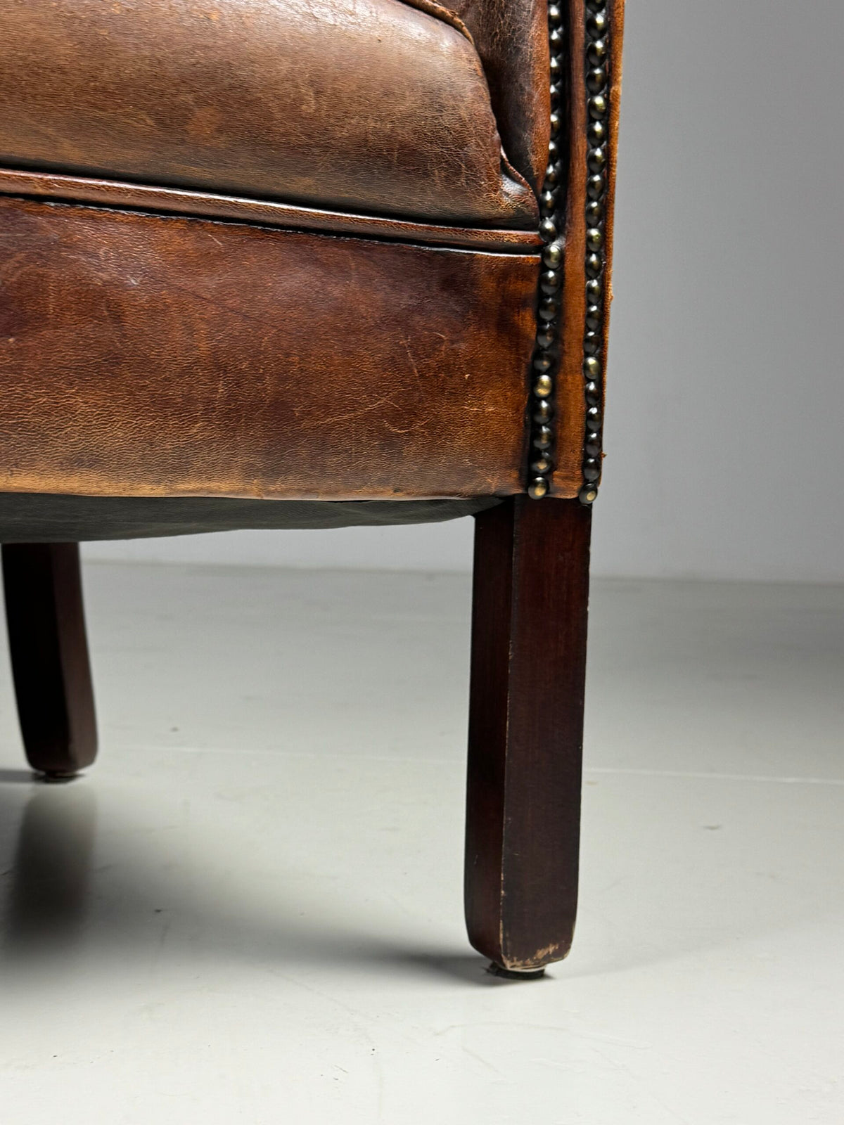 Pair of Sheepskin Club Chairs with Pouf, photo 13