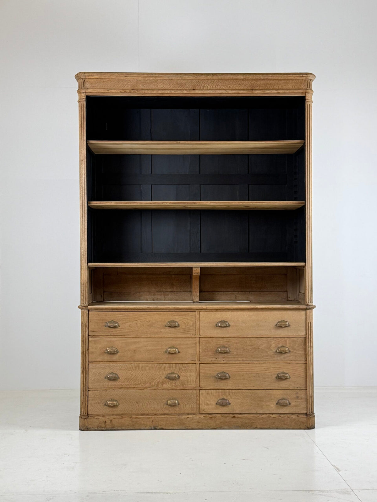 French Washed Oak Bookcase or Shop Cabinet, Early 20th Century, photo 18