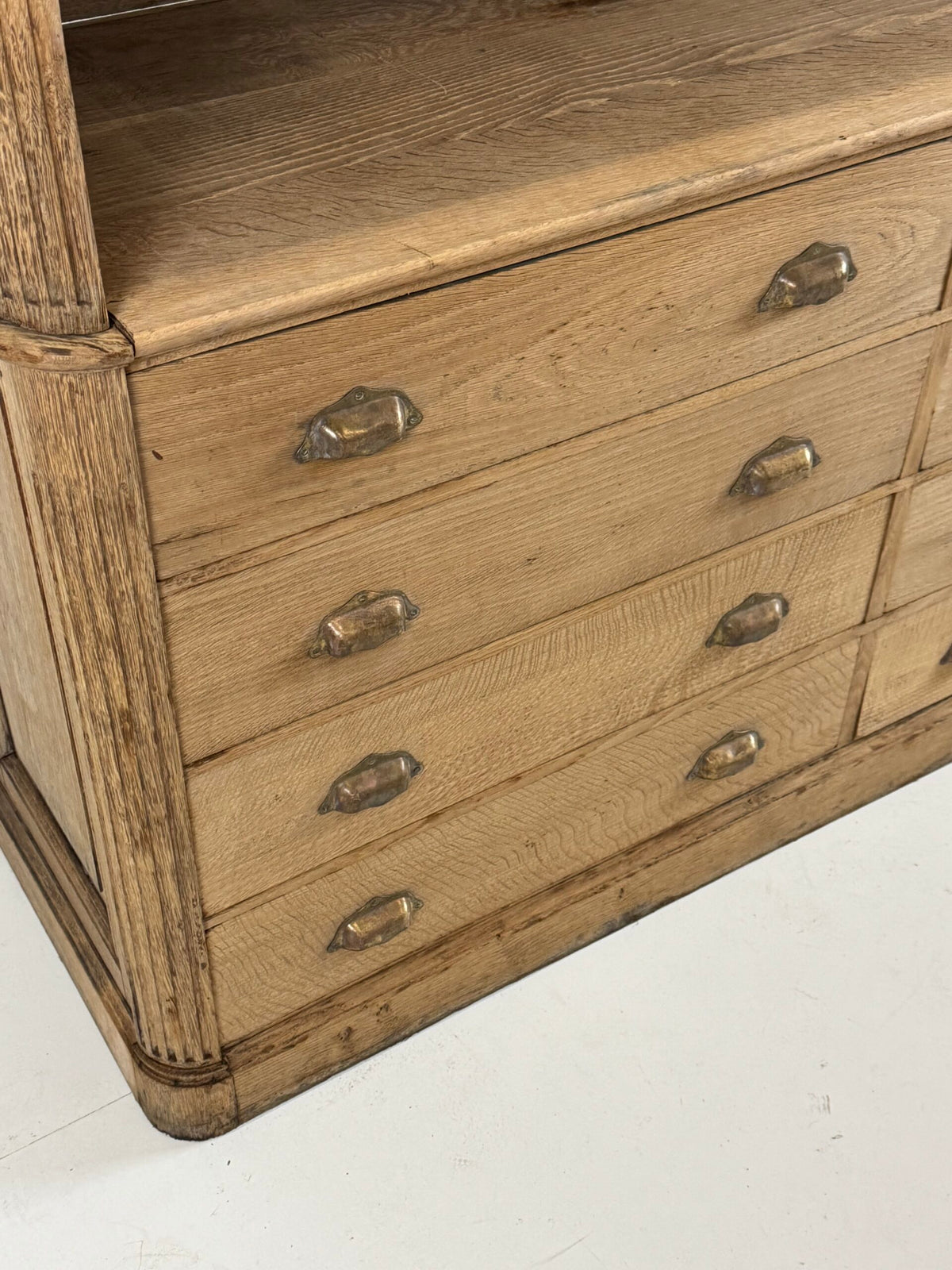 French Washed Oak Bookcase or Shop Cabinet, Early 20th Century, photo 14
