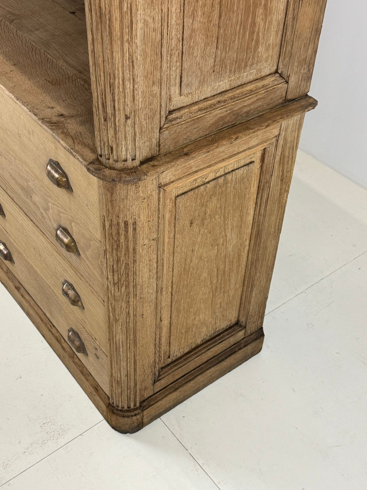 French Washed Oak Bookcase or Shop Cabinet, Early 20th Century, photo 12