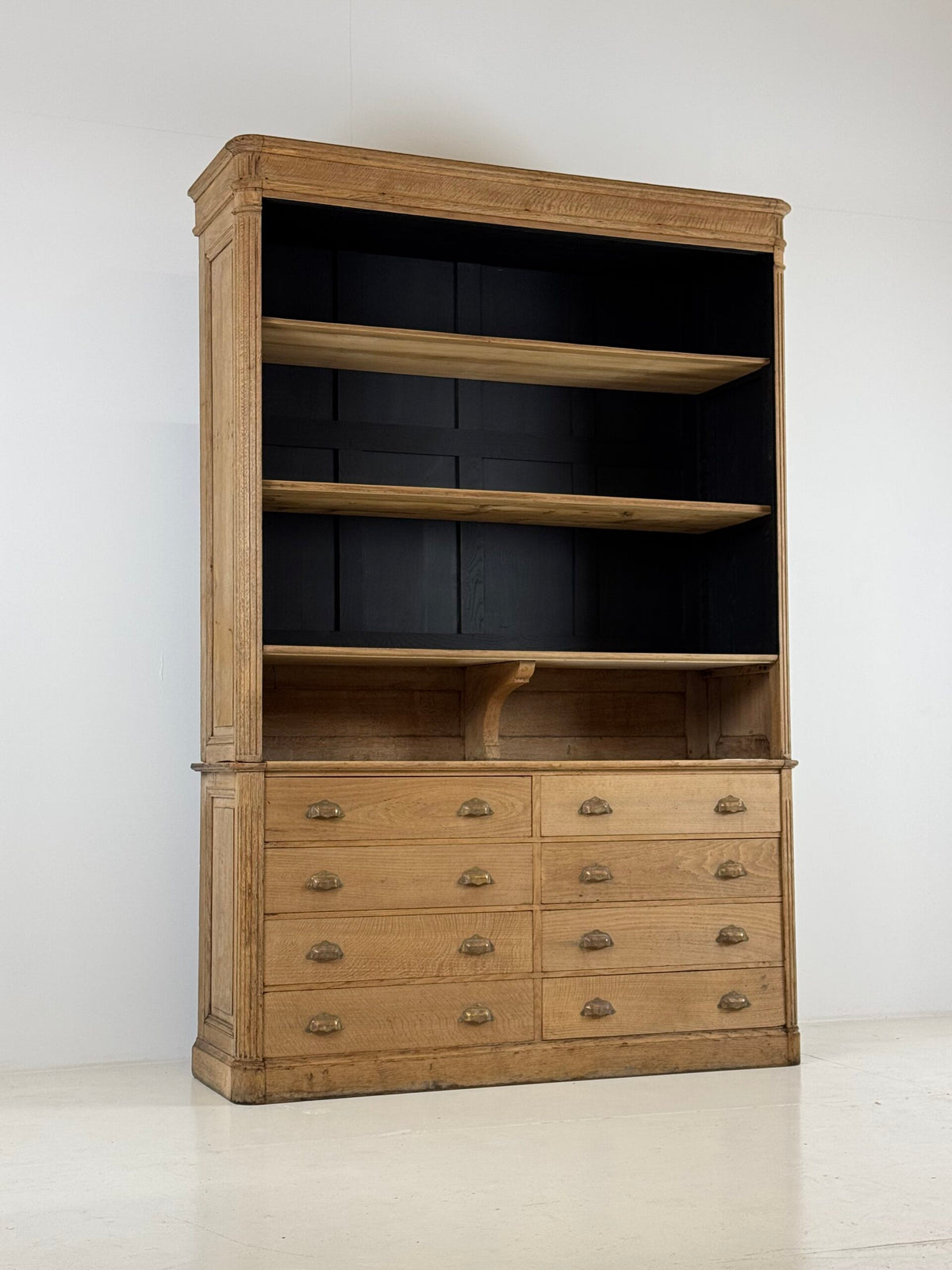 French Washed Oak Bookcase or Shop Cabinet, Early 20th Century, photo 1
