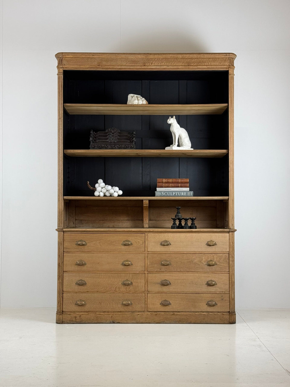 French Washed Oak Bookcase or Shop Cabinet, Early 20th Century, photo 8