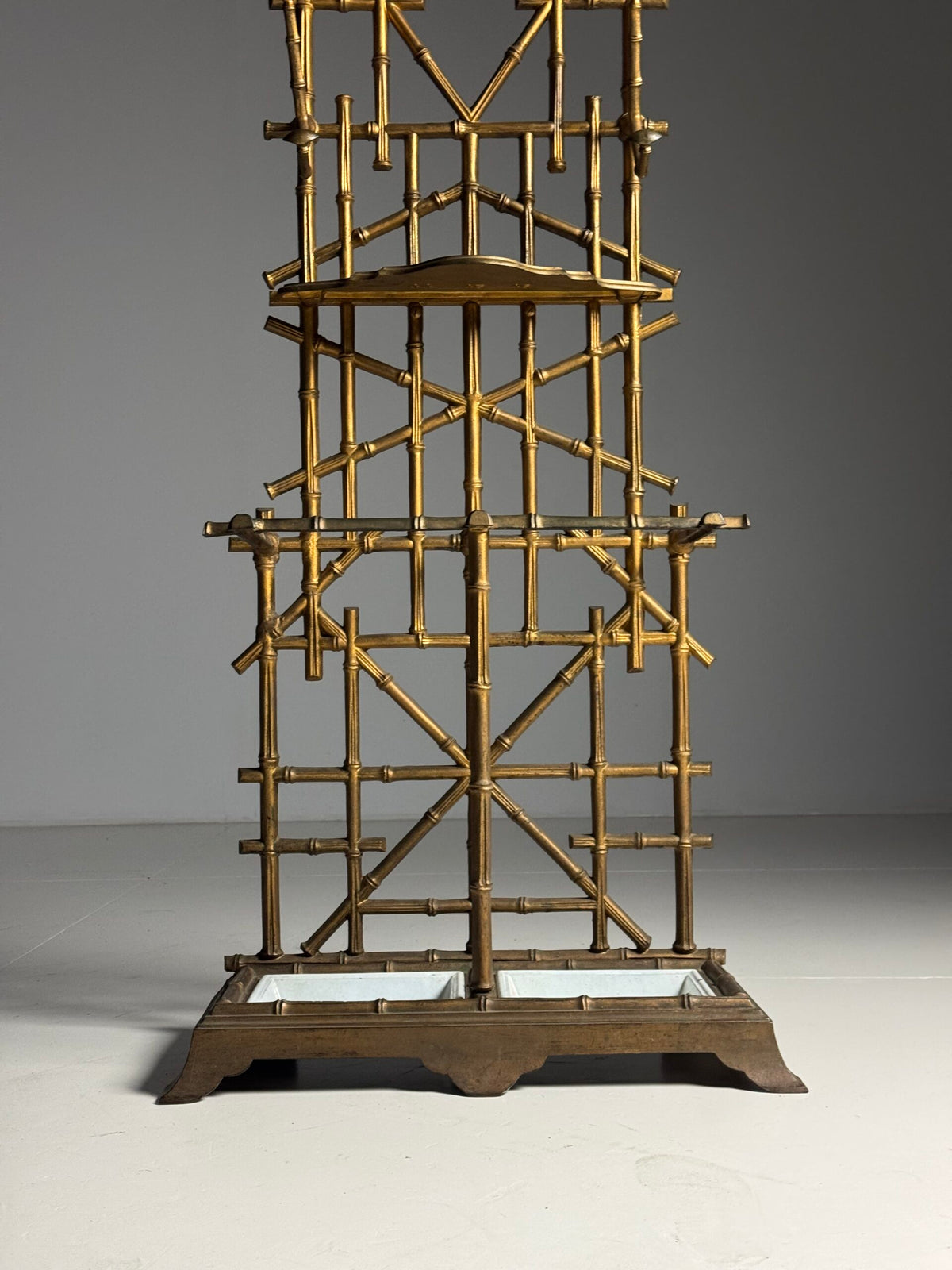 Gilded Faux Bamboo Coat Stand with Mirror, c. 1900, photo 2