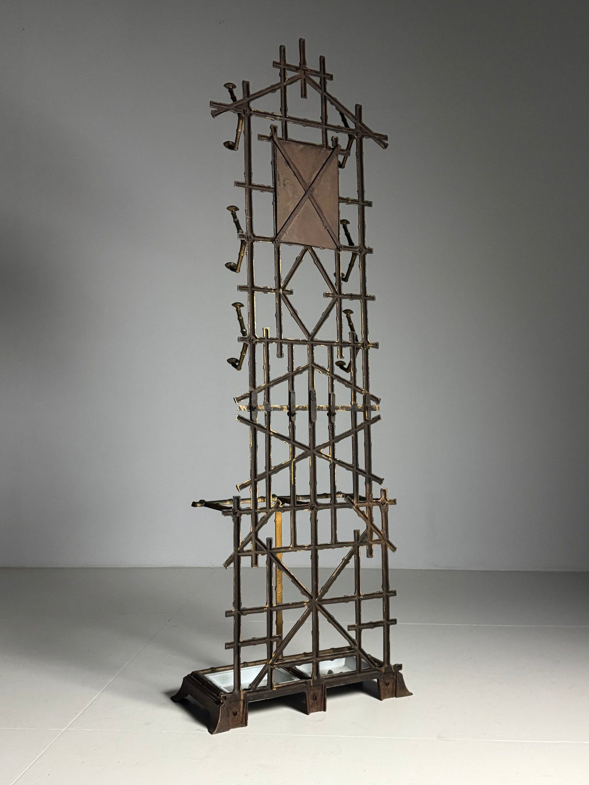 Gilded Faux Bamboo Coat Stand with Mirror, c. 1900, photo 6