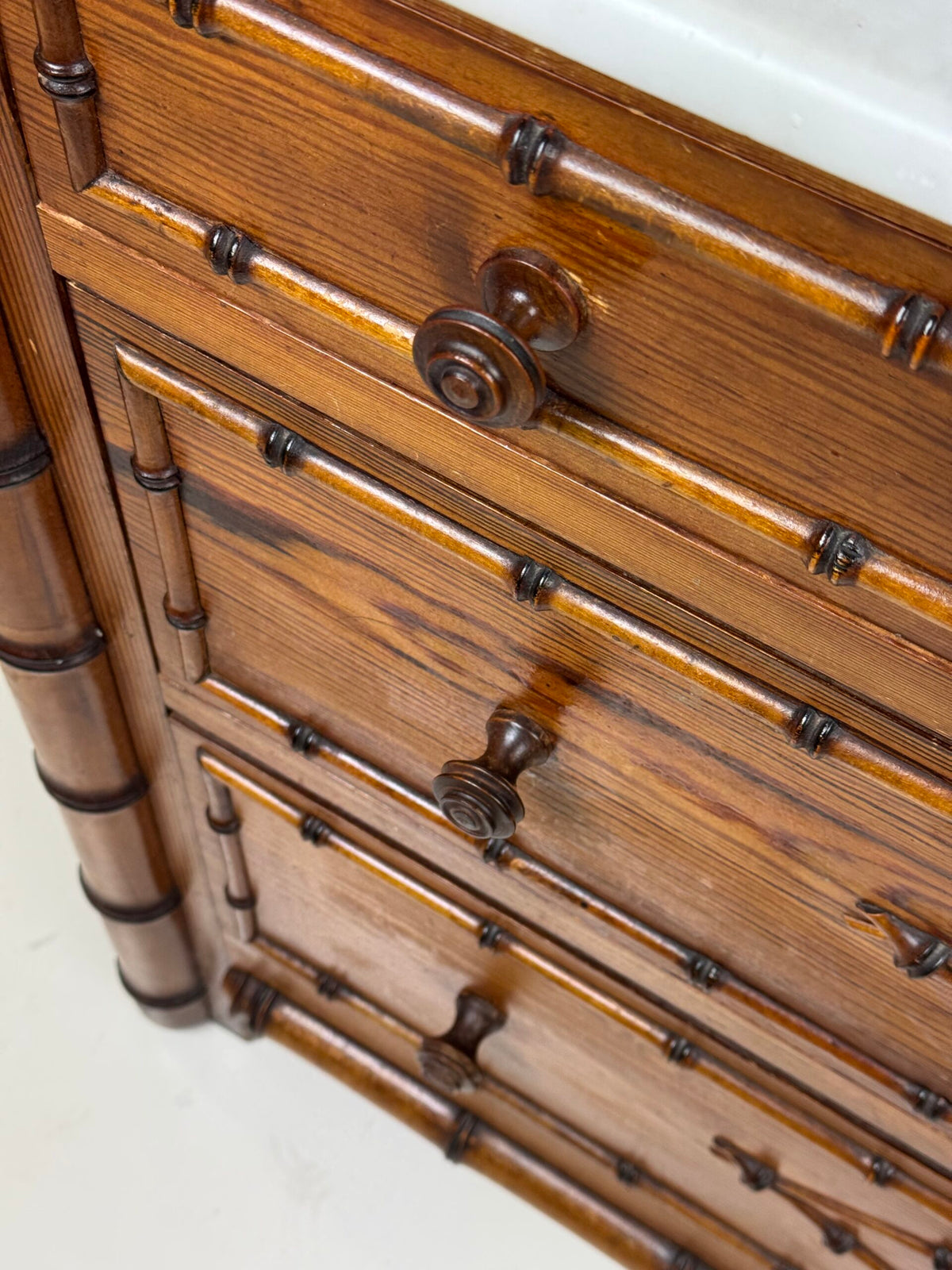 Faux Bamboo Commode with Marble Top, France or Belgium, c. 1900, photo 7