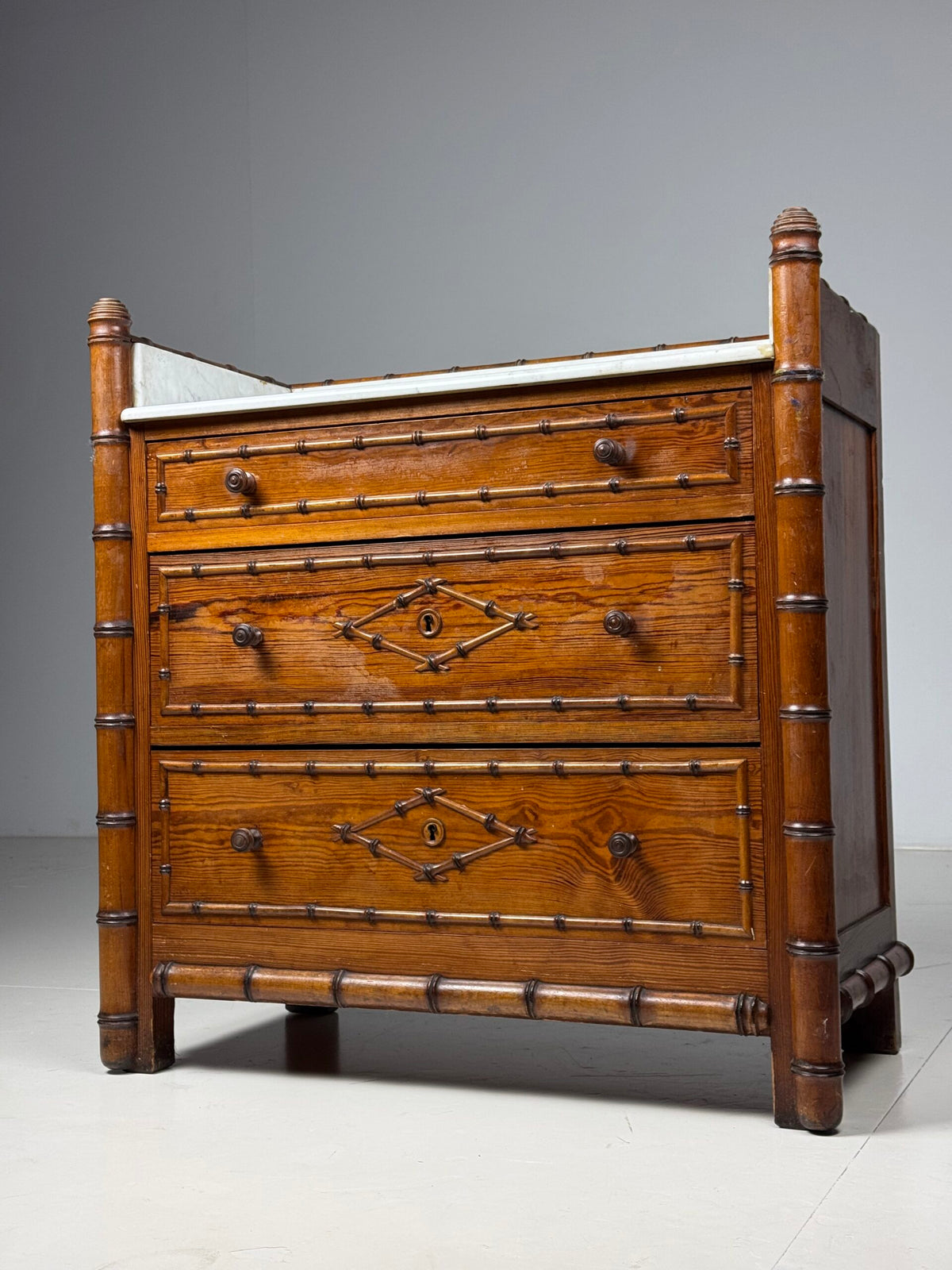 Faux Bamboo Commode with Marble Top, France or Belgium, c. 1900, photo 9