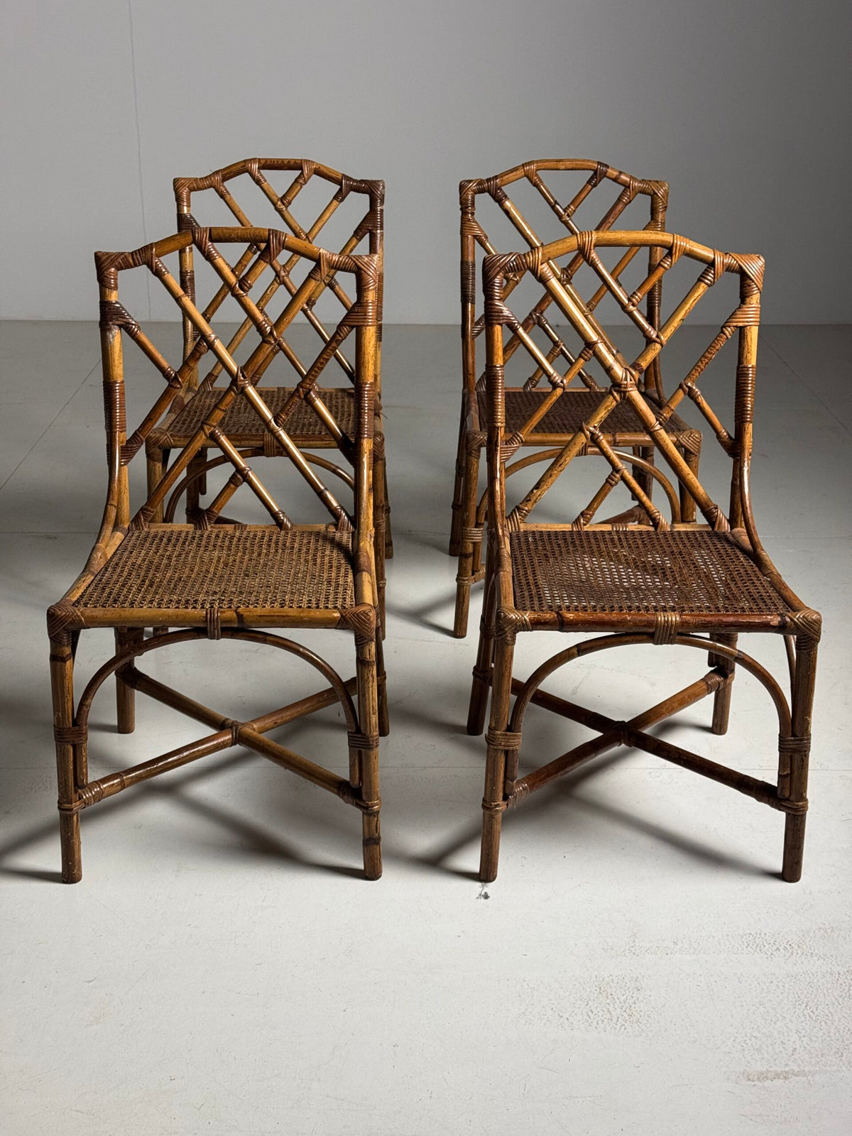 Set of Four French Bamboo Dining Chairs, 20th Century, photo 5