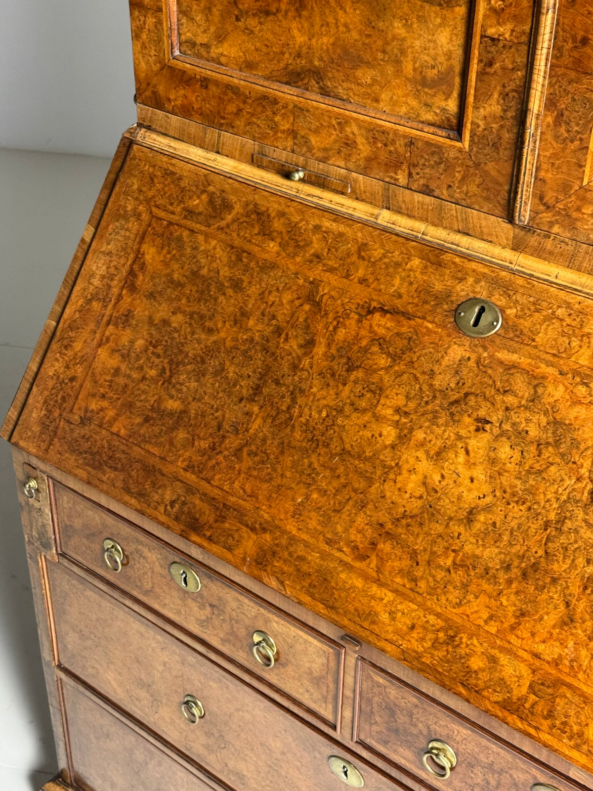 English Burr Walnut Bureau Bookcase, Early 19th Century, photo 10