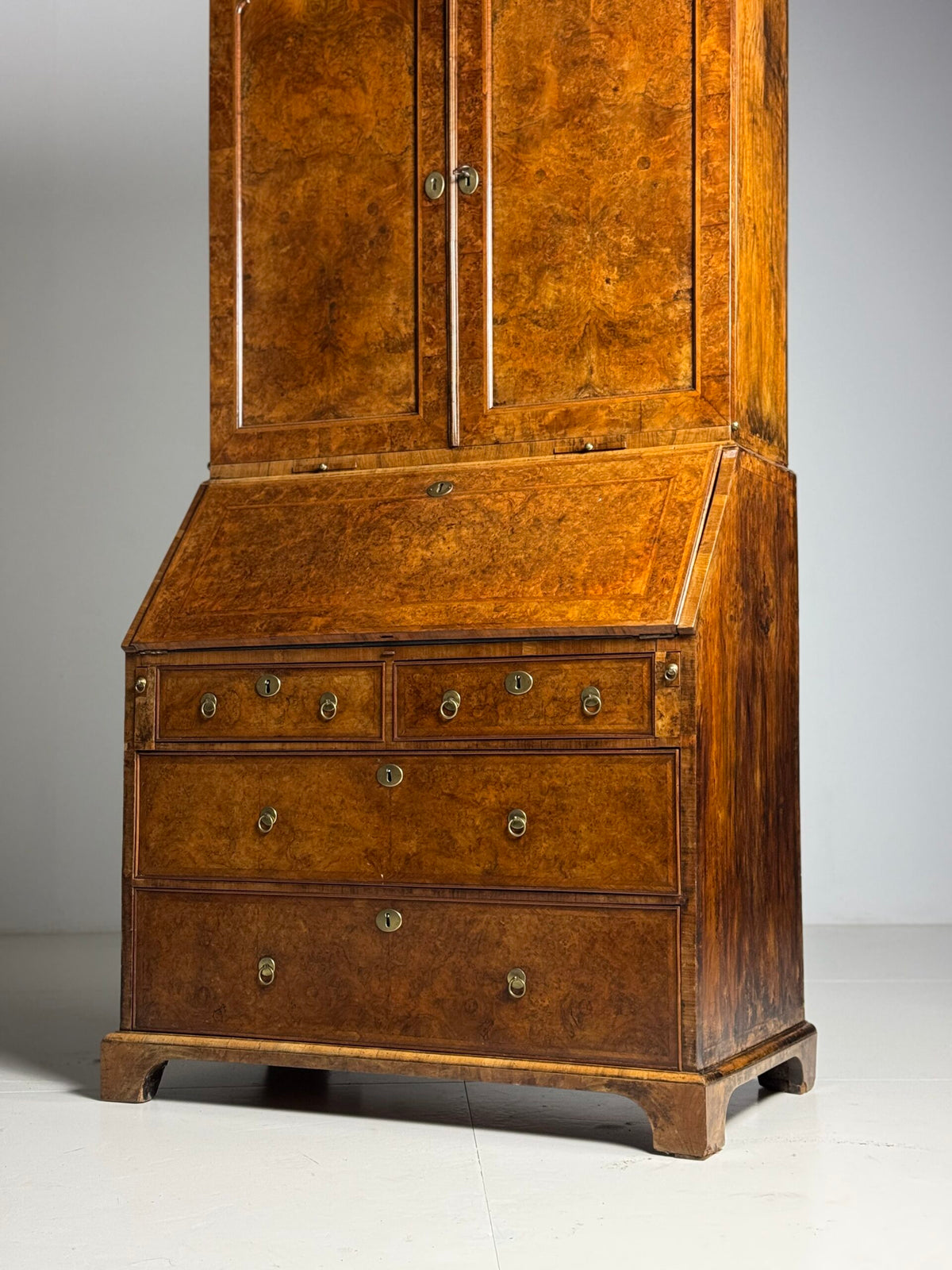 English Burr Walnut Bureau Bookcase, Early 19th Century, photo 11