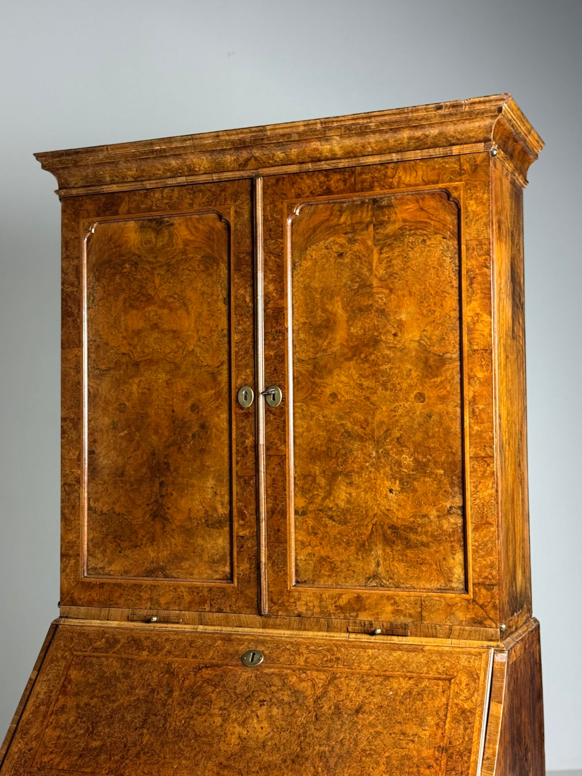 English Burr Walnut Bureau Bookcase, Early 19th Century, photo 12