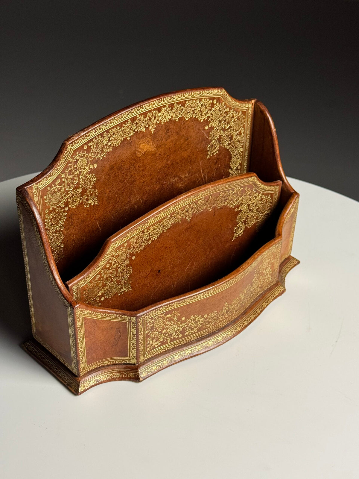 French Leather Desk Organiser with Gilt Decoration, 20th Century, photo 11