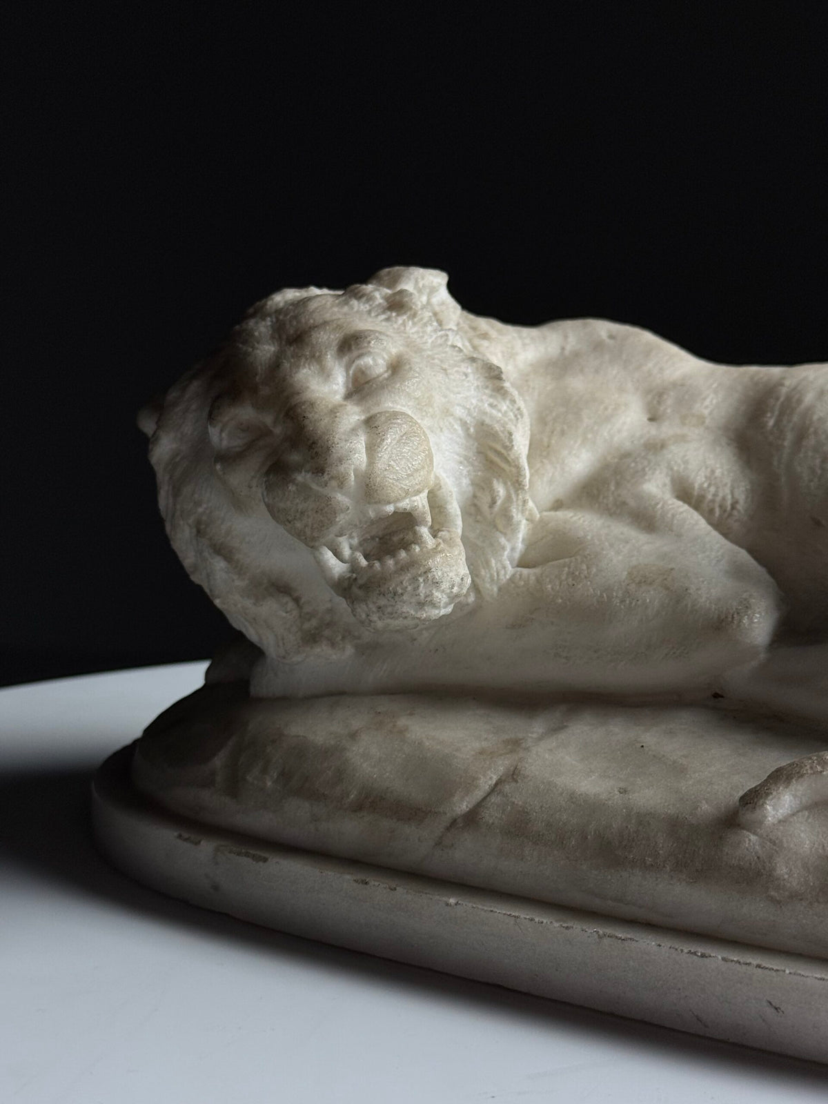 Cast Marble Sculpture of a Reclining Lion, photo 5