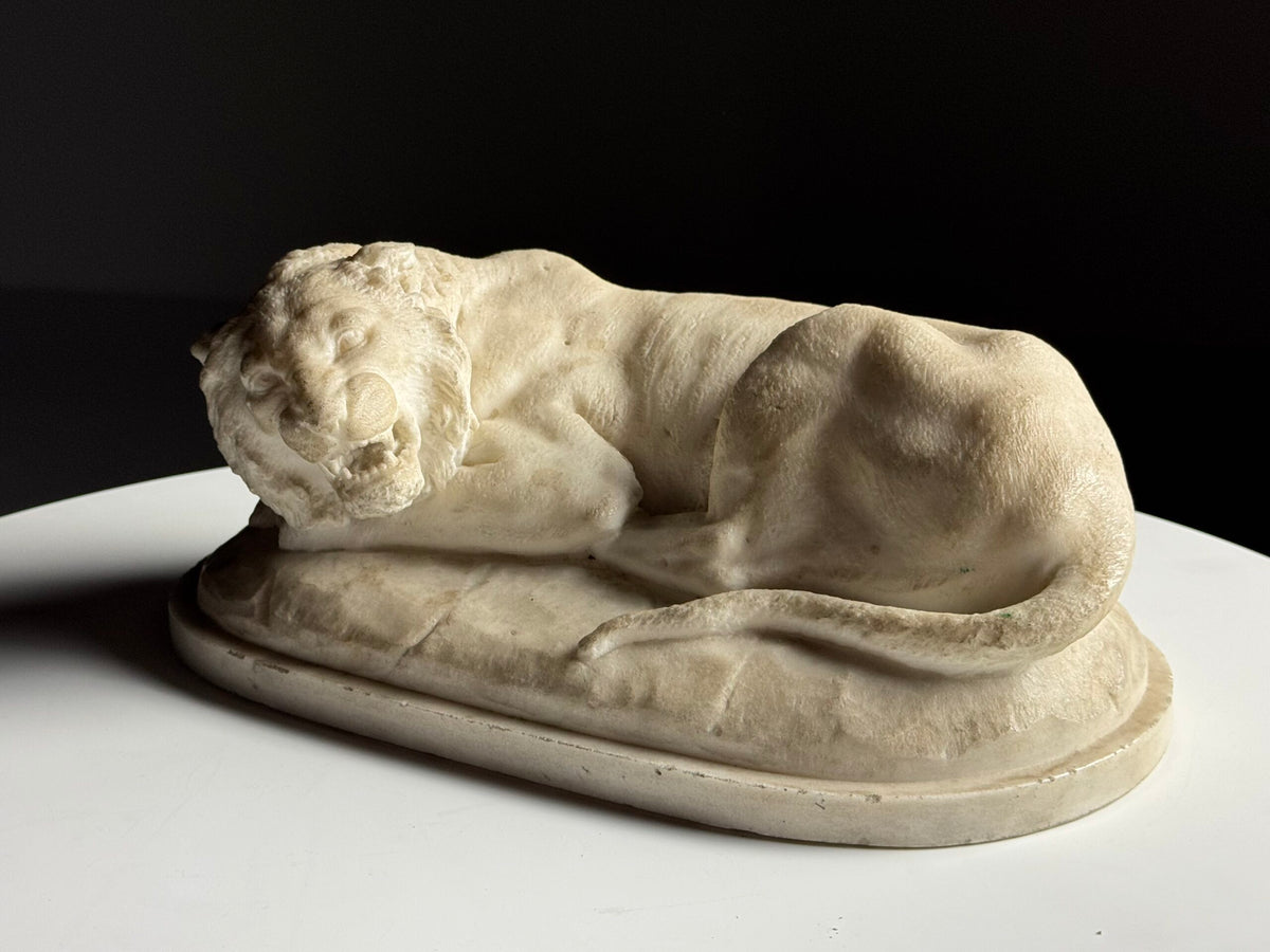 Cast Marble Sculpture of a Reclining Lion, photo 4