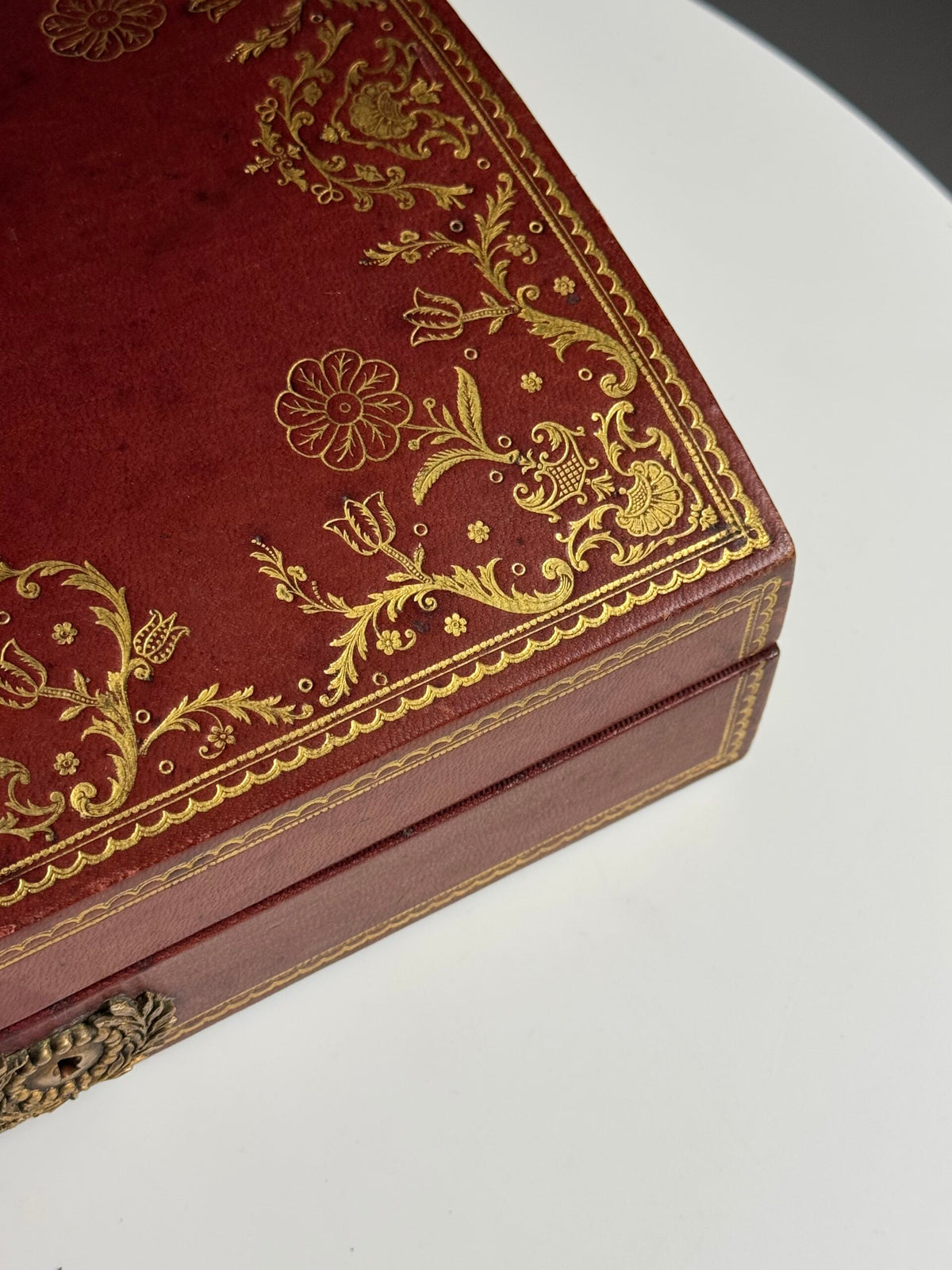 Red Leather Jewellery Box, France, Mid 20th Century, photo 13