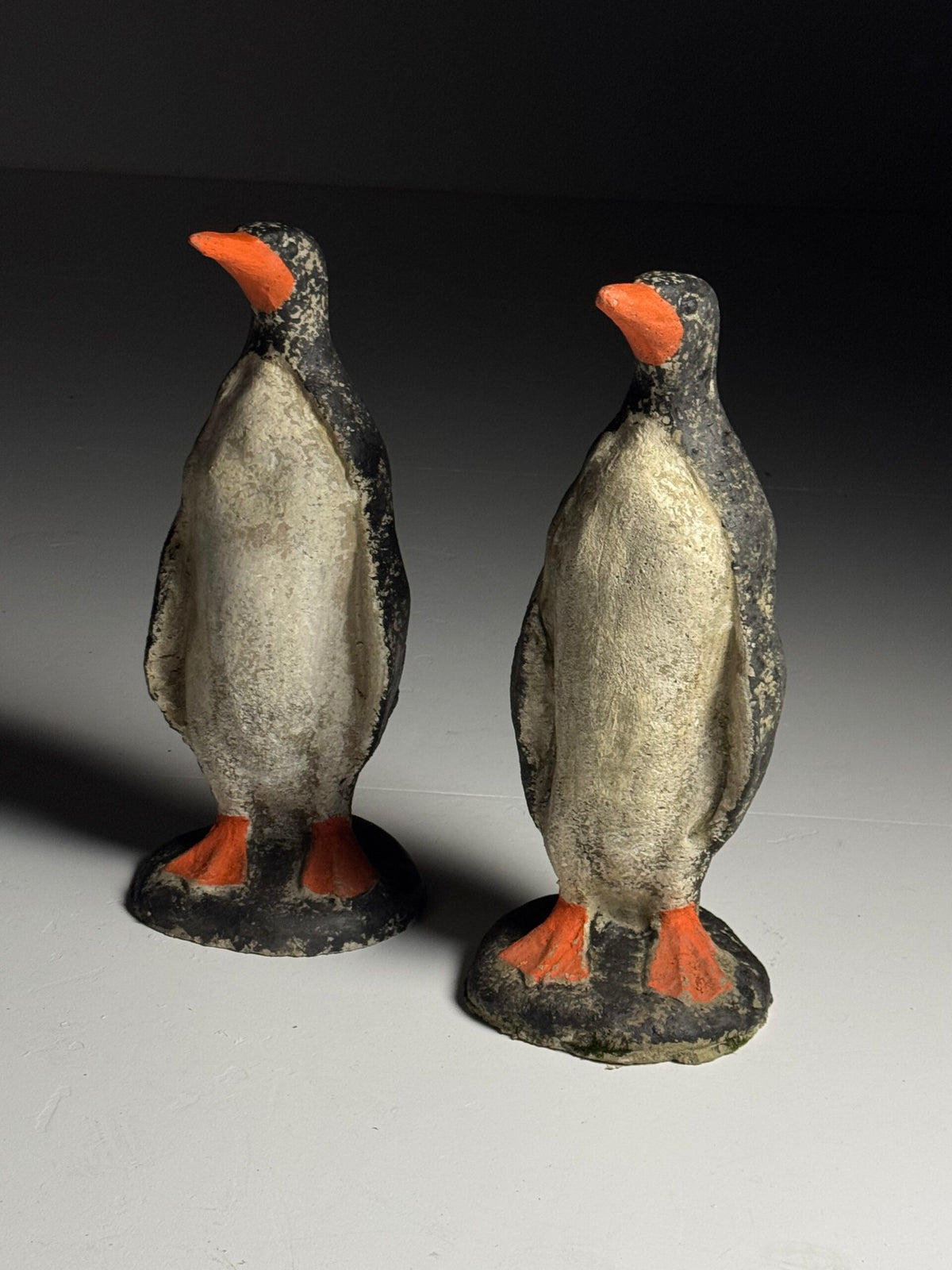 Weathered Concrete Penguin Garden Statue, photo 1