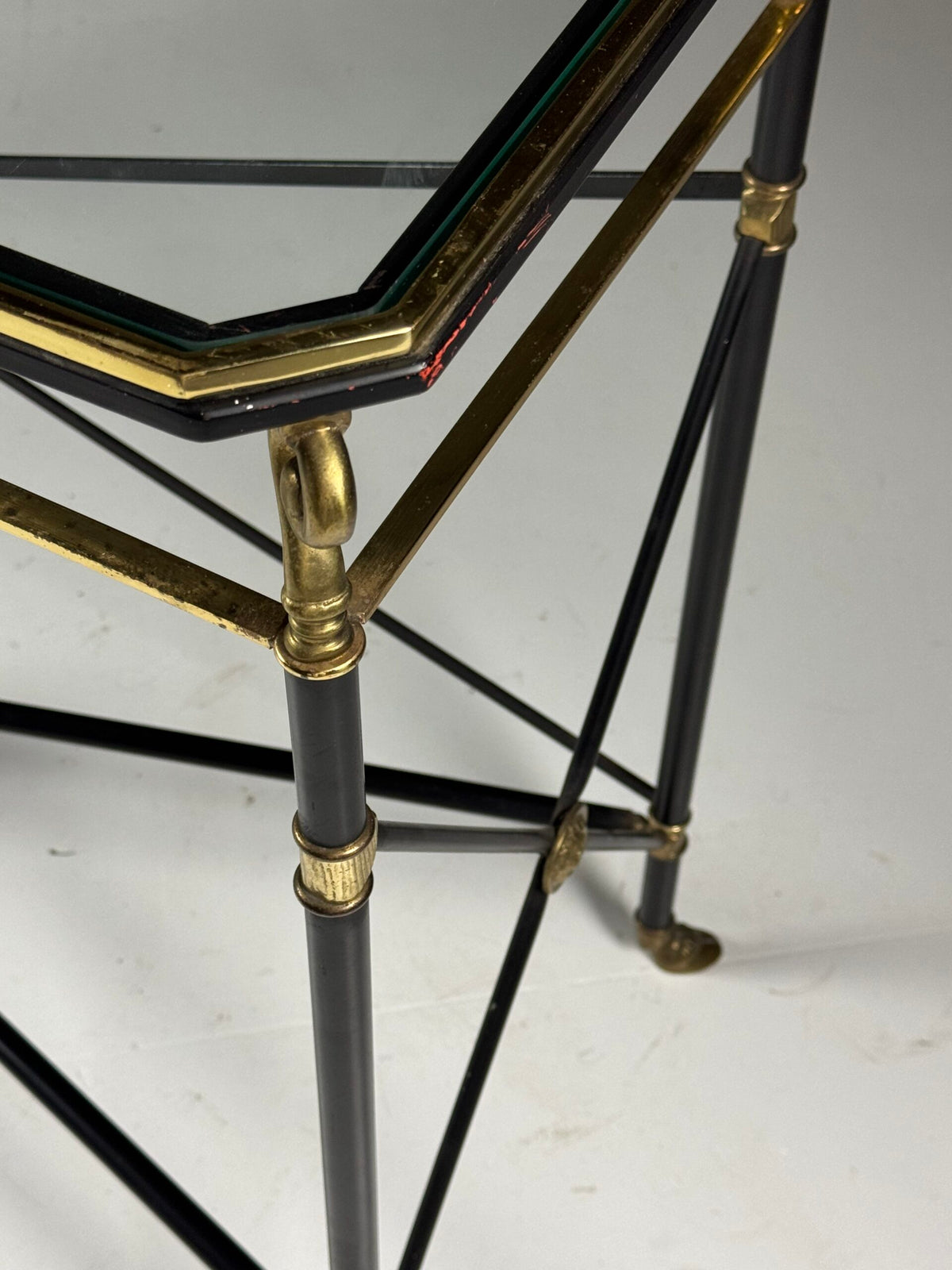 Neoclassical Mid Century Console Table with Gilt Ram Legs, Italy, photo 3