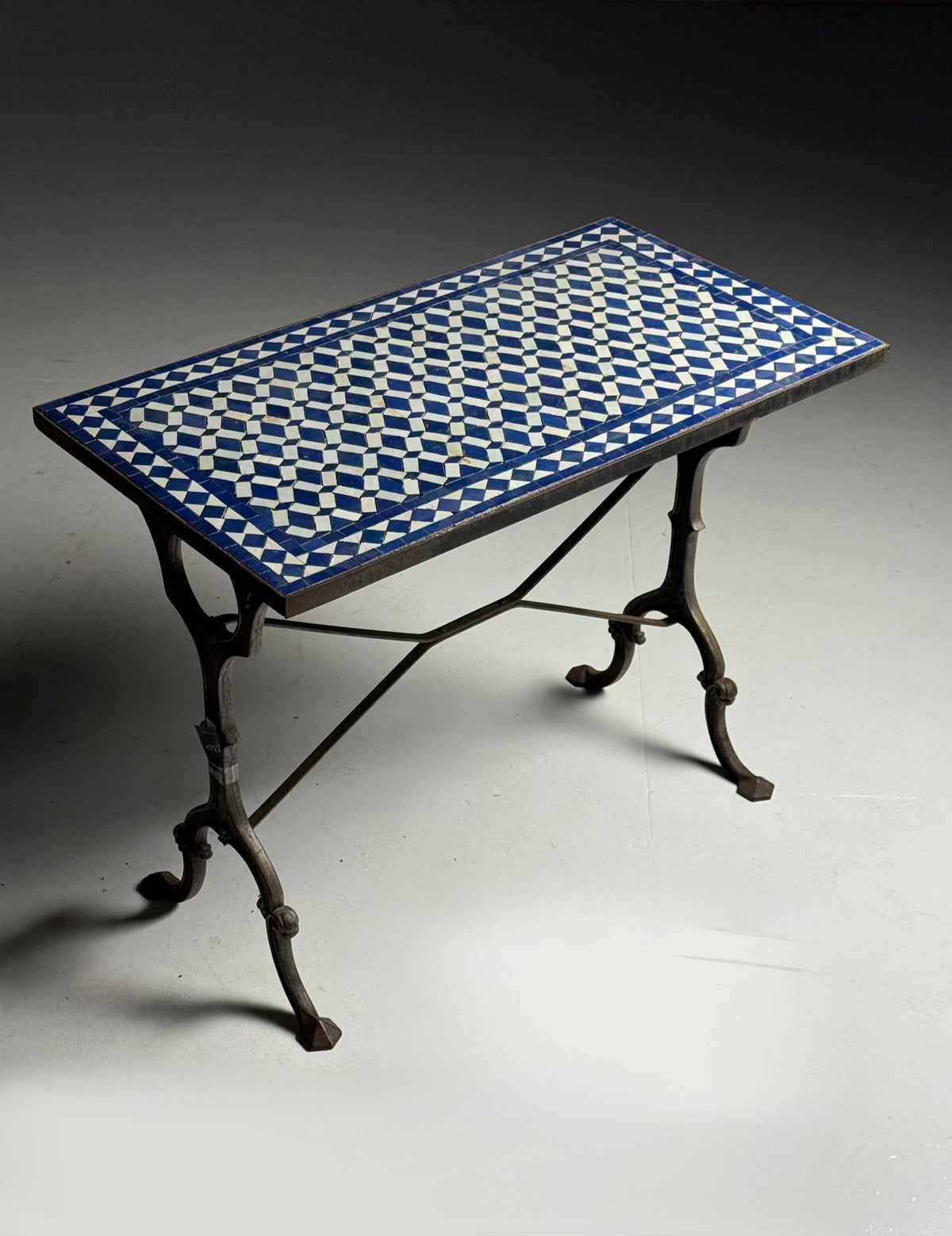 Early 20th Century Cast Iron Console Table with Mosaic Tile Top, photo 11